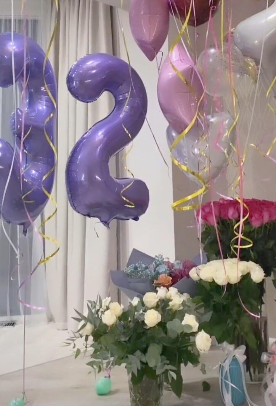 Large 40 Inch Lavender 3 Number Balloon, 3 13 23 30 33 36 38 Lilac Birthday Party Decorations, Numbers Three Foil Balloons for Anniversary Party Graduations Celebration Supplies