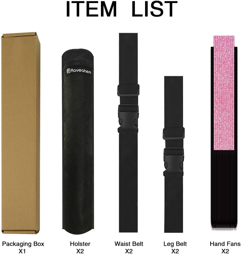 13" Large Folding Rave Fan with Holster, Clack Hand Fans Foldable for Line Dancing, Boots On The Ground Fan for Women Men Festival EDM Party Decoration, Glitter Pink 2 Pack