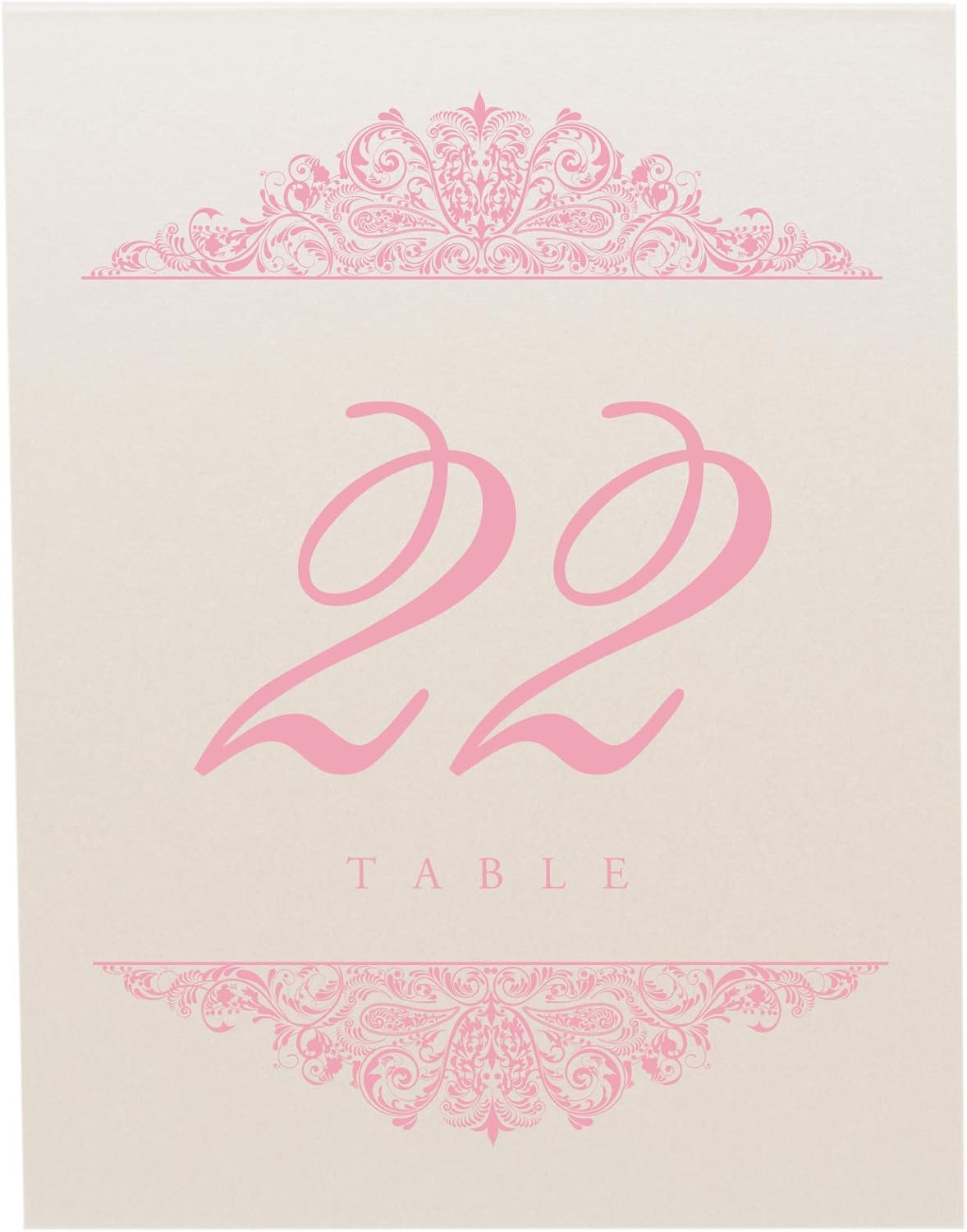 Paisley Wedding Table Numbers (Select Color/Quantity), Champagne, Pink, 1-150, Double Sided, Tent or Use in a Stand, Great for Parties & Restaurants - Made in the USA