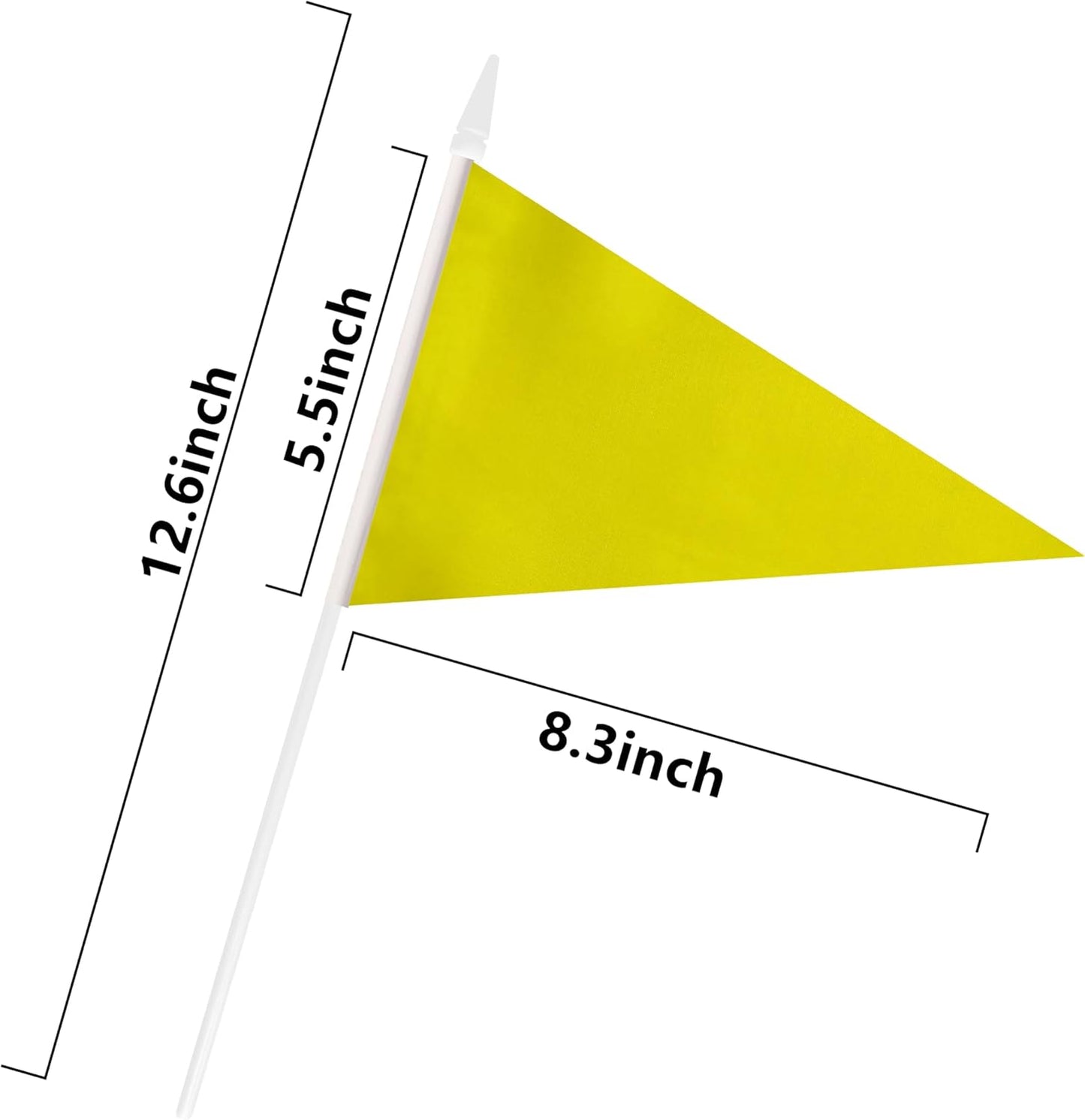 12 Pack Yellow Pennant Flags Small Mini Hand Held Solid Color Pennant On Sticks Flags with 12.6"Solid Pole & Spear Top,Party Events Celebration,School,Grand Opening,Kids Birthday,Sports Clubs,Flower Pot
