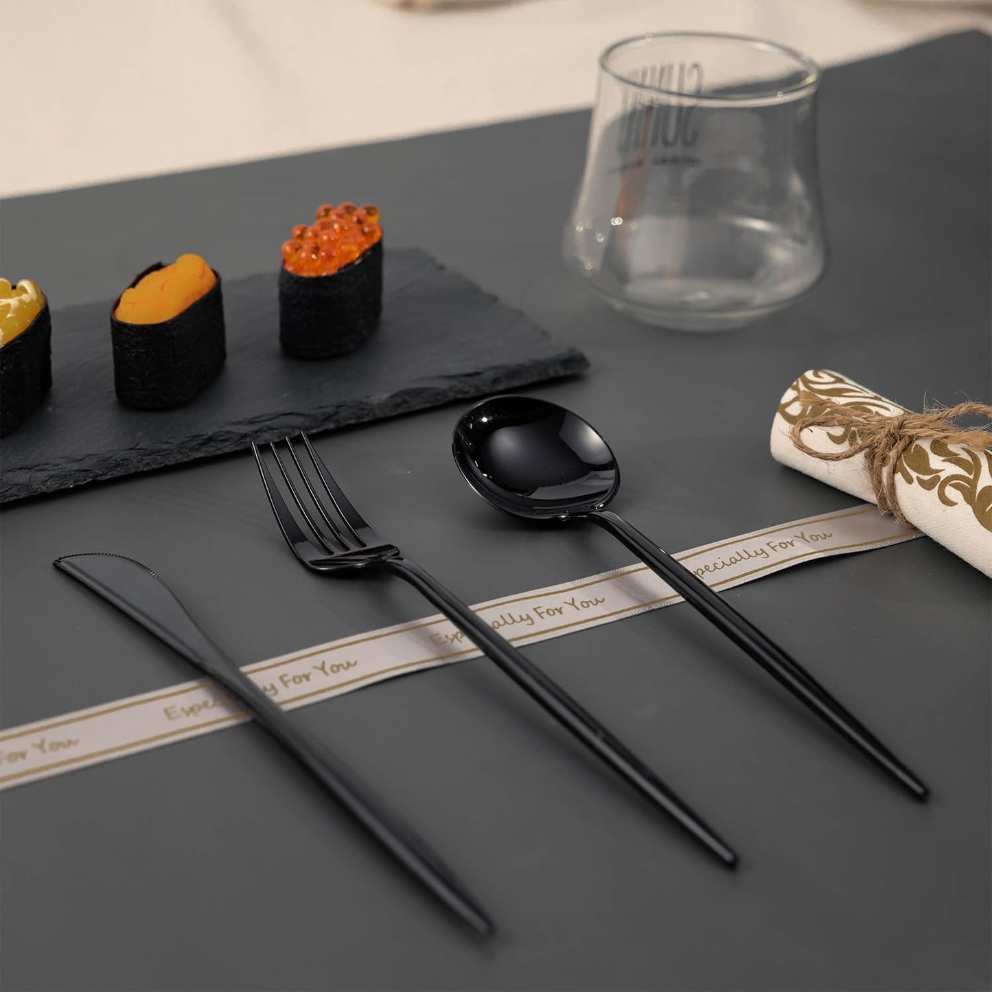 180PCS Black Plastic Silverware,Heavy Duty Disposable Utensils Include 60 Forks,60 Spoons and 60 Knives,Black Cutlery Plastic Silverware Sets for Party, Birthday,Wedding