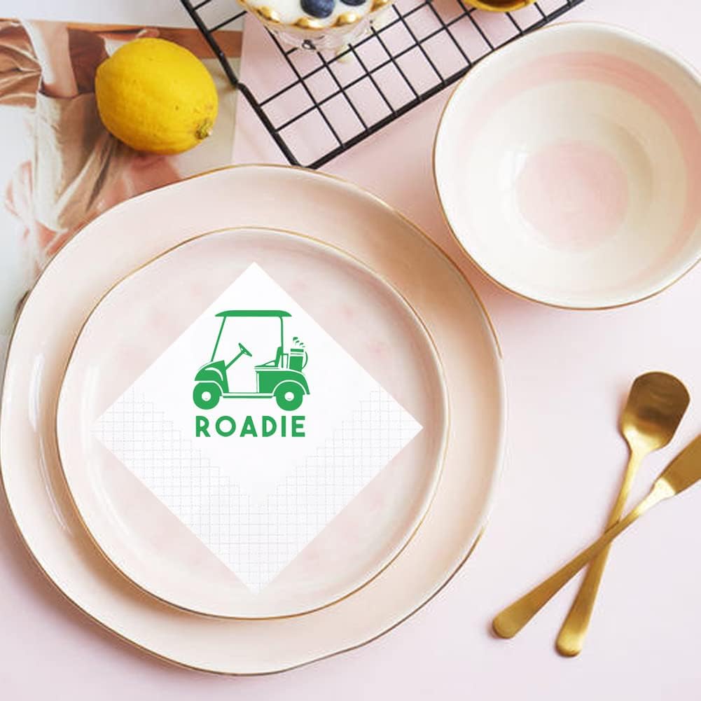 Golf Cocktail Napkins, 100 Pack Par-Fect Together Golf Themed Paper Cocktail Beverage Napkins for Wedding Rehearsal Dinner Bridal Shower Engagement 2-Ply, 5x5 Inches (Golf Cart Roadie Napkins)