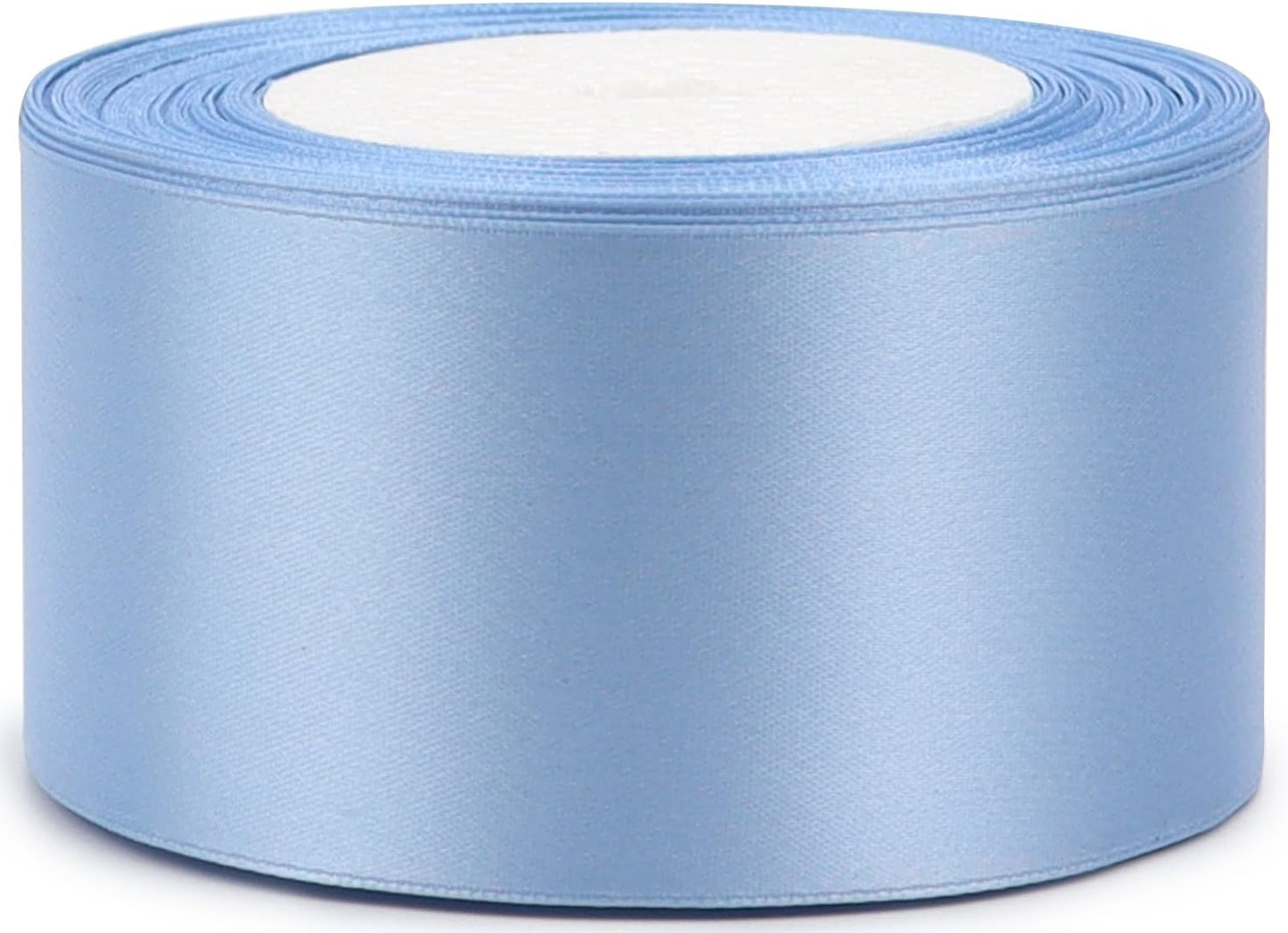 Lake Blue Solid Satin Ribbon 2 Inch 25 Yards Solid Polyester Fabric Ribbon for Gift Wrapping Wedding Christmas Baby Shower Birthday Party Decoration Handmade Immortal Flower Craft
