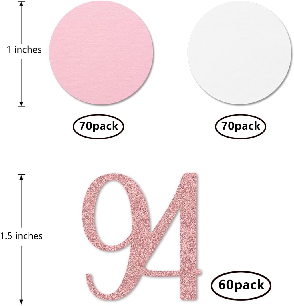 Rose Gold 94 Confetti, 94th Glitter Birthday Number Confetti, 200pcs Anniversary Party Table Decoration Supplies