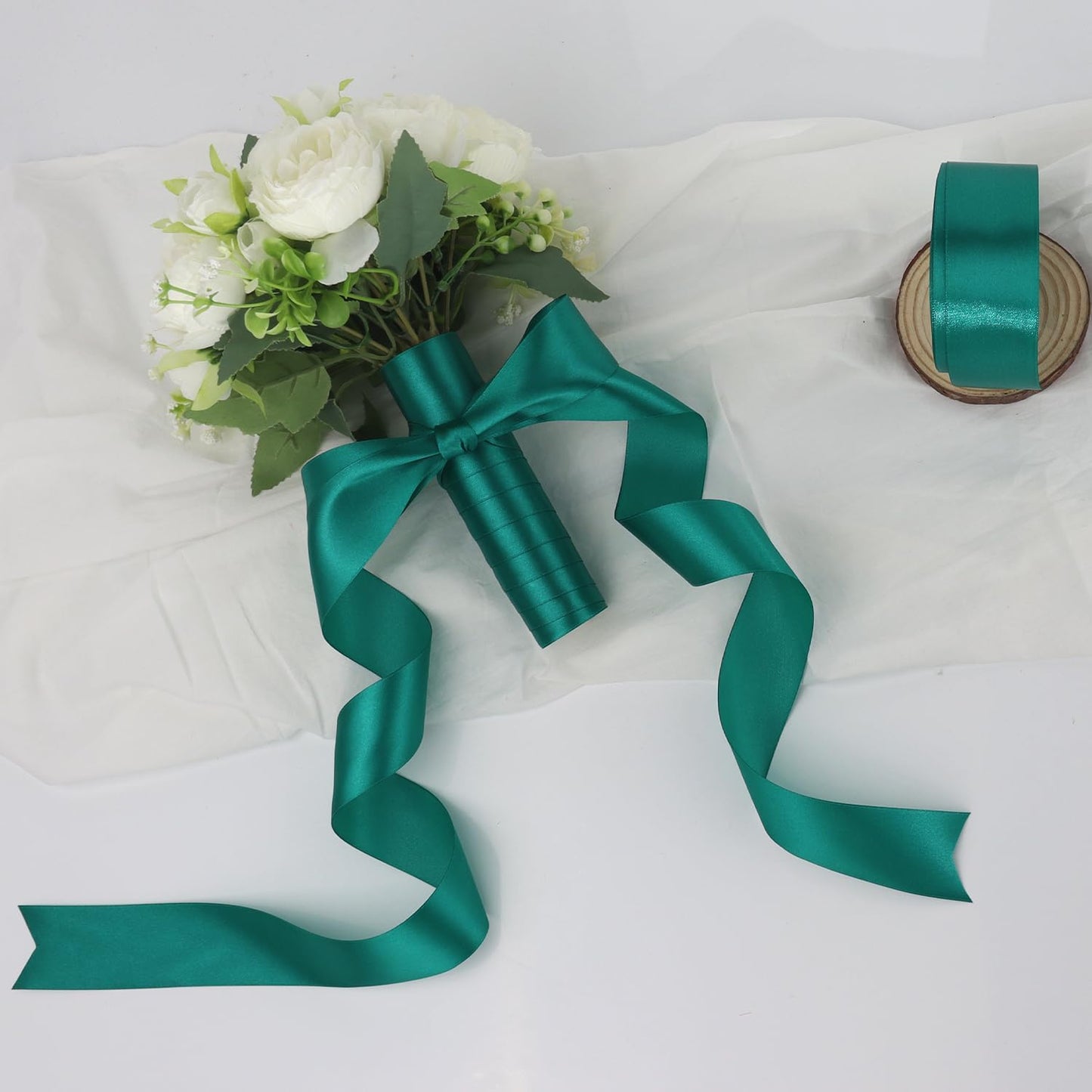 Teal Solid Satin Ribbon 1-1/2 Inch 50 Yards Solid Polyester Fabric Ribbon for Gift Wrapping Wedding Christmas Baby Shower Birthday Party Decoration Handmade Immortal Flower Craft