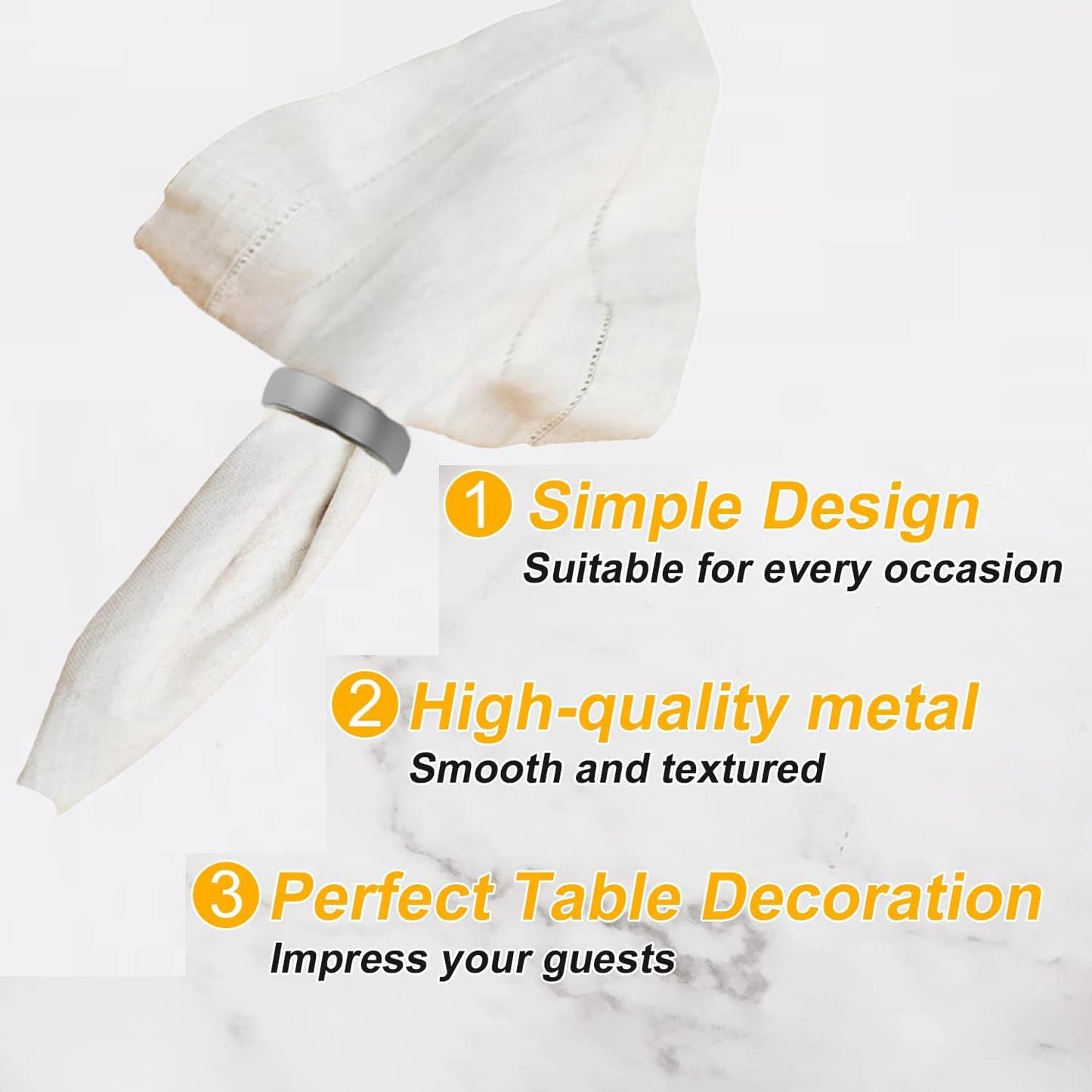 Grey Napkin Rings-10 Pcs Stainless Steel Napkin Rings,Metal Napkin Ring for Table Settings Wedding Christmas Party Dinner Table