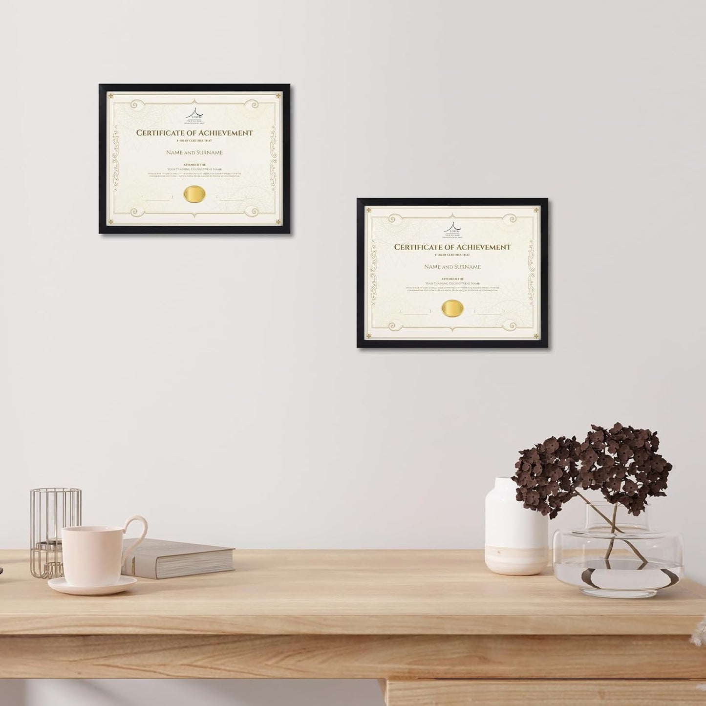 Rempry 8.5 x 11 Picture Frame Set of 14, Certificate Frames 8.5 by 11, Black Photo Frame for Diploma Document, Tabletop and Wall Display
