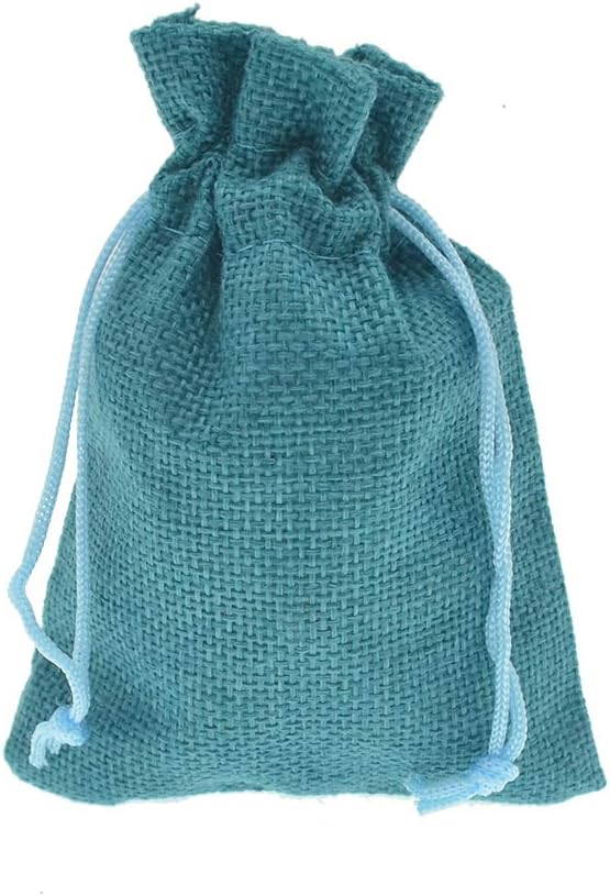 20pcs Burlap Bags with Drawstring, 5x7 Inch Jute Sacks Jewelry Candy Pouch Christmas Wedding Party Favor Gift Bags (Peacock Blue)