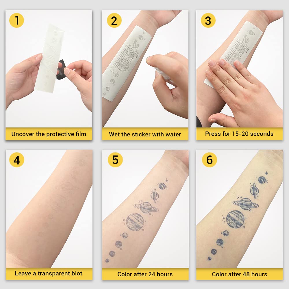 INKARTLINK Tattoo Tech, 2 Sheets Large Semi Permanent Tattoo, Adult Art Design Temporary Tattoos, Lasts 1-2 Weeks, Waterproof, Realistic Look, No Adhesive, No Reflection (Plain Flower Design)