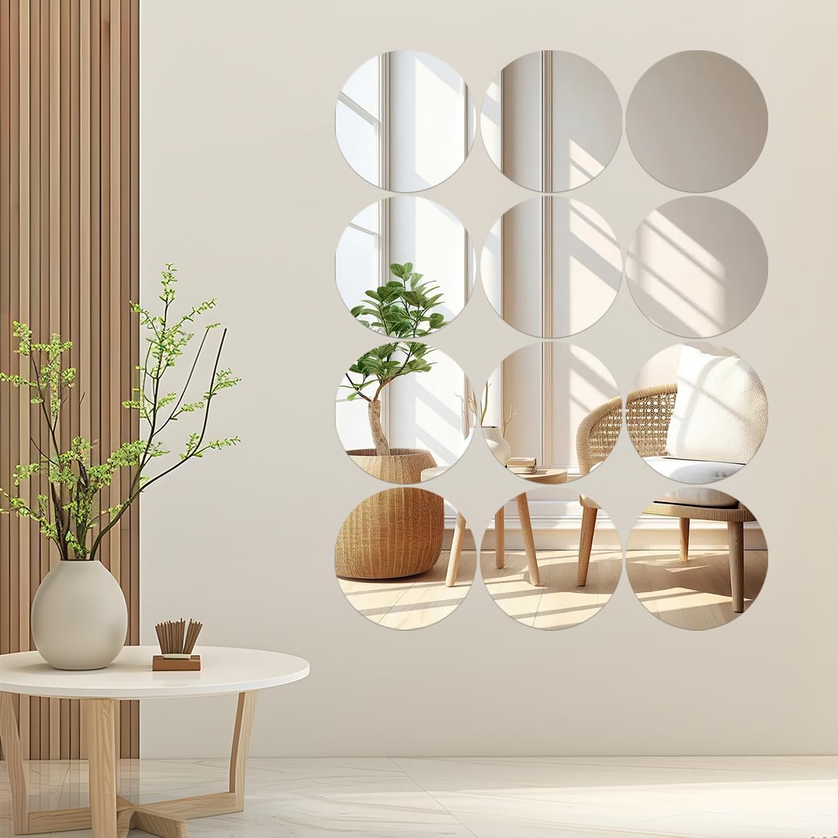 9 Pcs Round Mirror Centerpieces for Tables Decorations, 10" 2mm Thick Acrylic Mirror Centerpieces Tray Candle Plate Centerpiece for Wedding Table Centerpieces Decorations Wall Decor