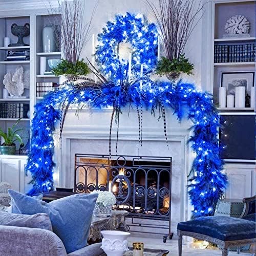 JMEXSUSS 250 LED Blue String Lights Indoor, 91.5ft Connectable Christmas Lights Outdoor Waterproof, 8 Modes Blue Christmas String Light for Party Garden Tree Halloween Decoration