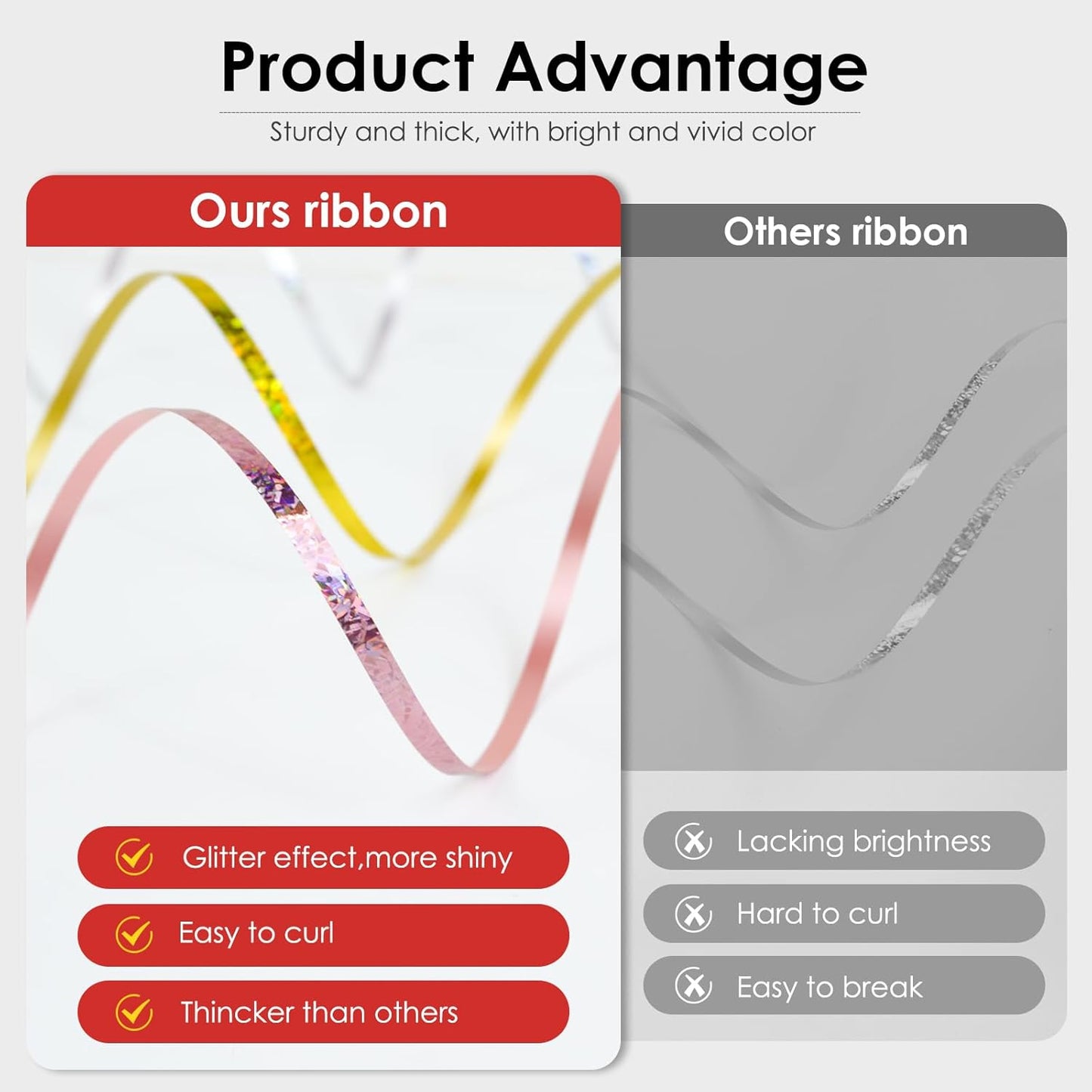 Red Curling Ribbon - 500 Yard Shiny Metallic Curly Gift Wrapping Ribbon for Balloons and Flowers