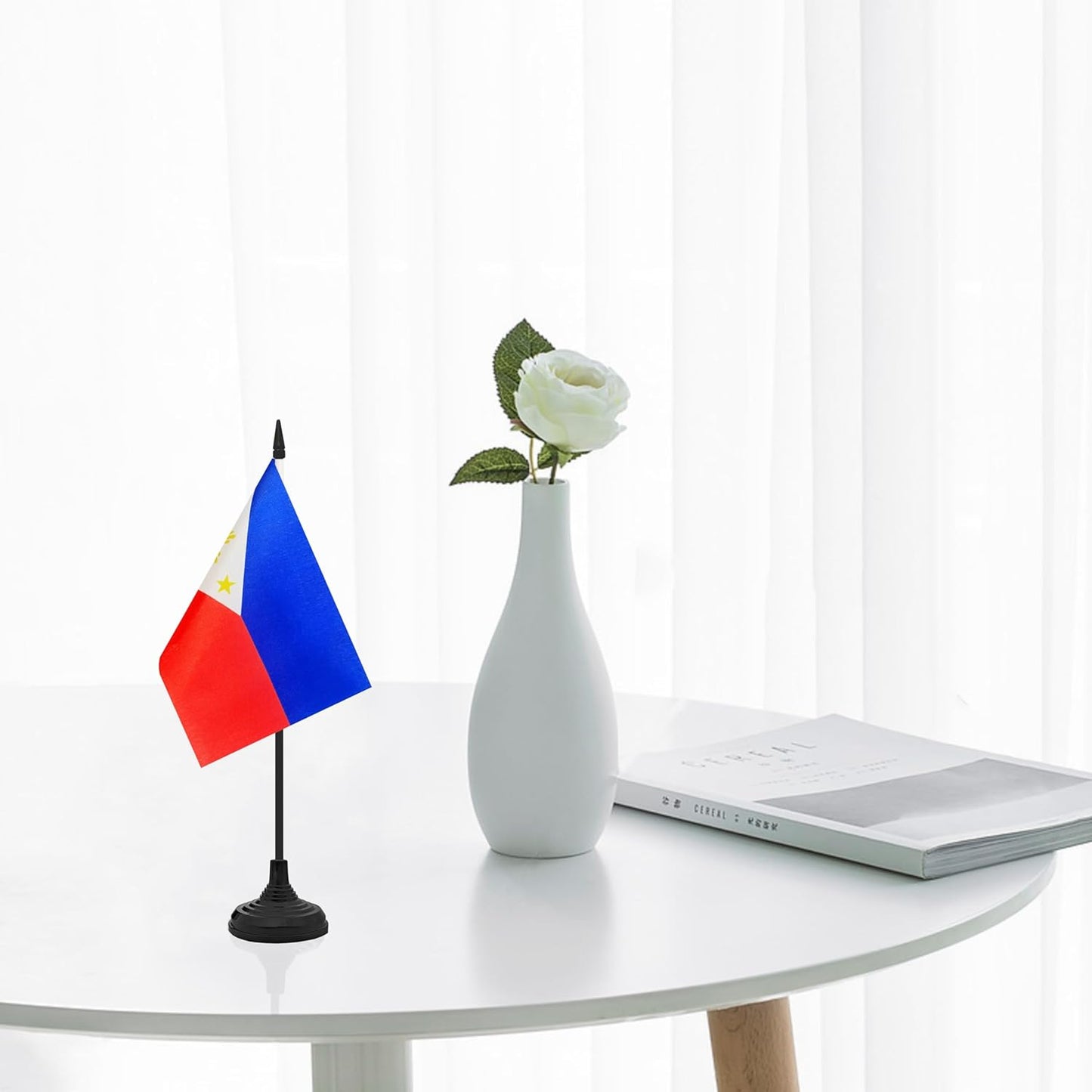 12 Pack Philippine Desk Flag Set, Philippine Table Office Flag, Small Miniature Desktop Flag With Black Pole and Black Base, Classroom, Offices Meeting Desk Decoration (Philippine)