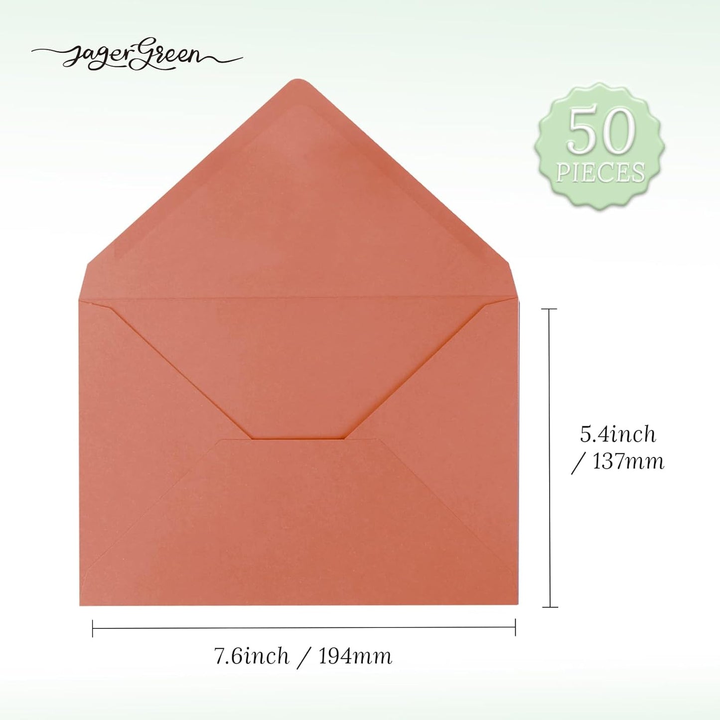 50 Pack 5x7 Envelopes Letter Size, Orange A7 Envelopes Self Seal for Wedding Invitation, Envelope 5.4x7.6 for Greeting Cards, Photos, Baby Shower, Graduation, Thank You Cards, Announcements