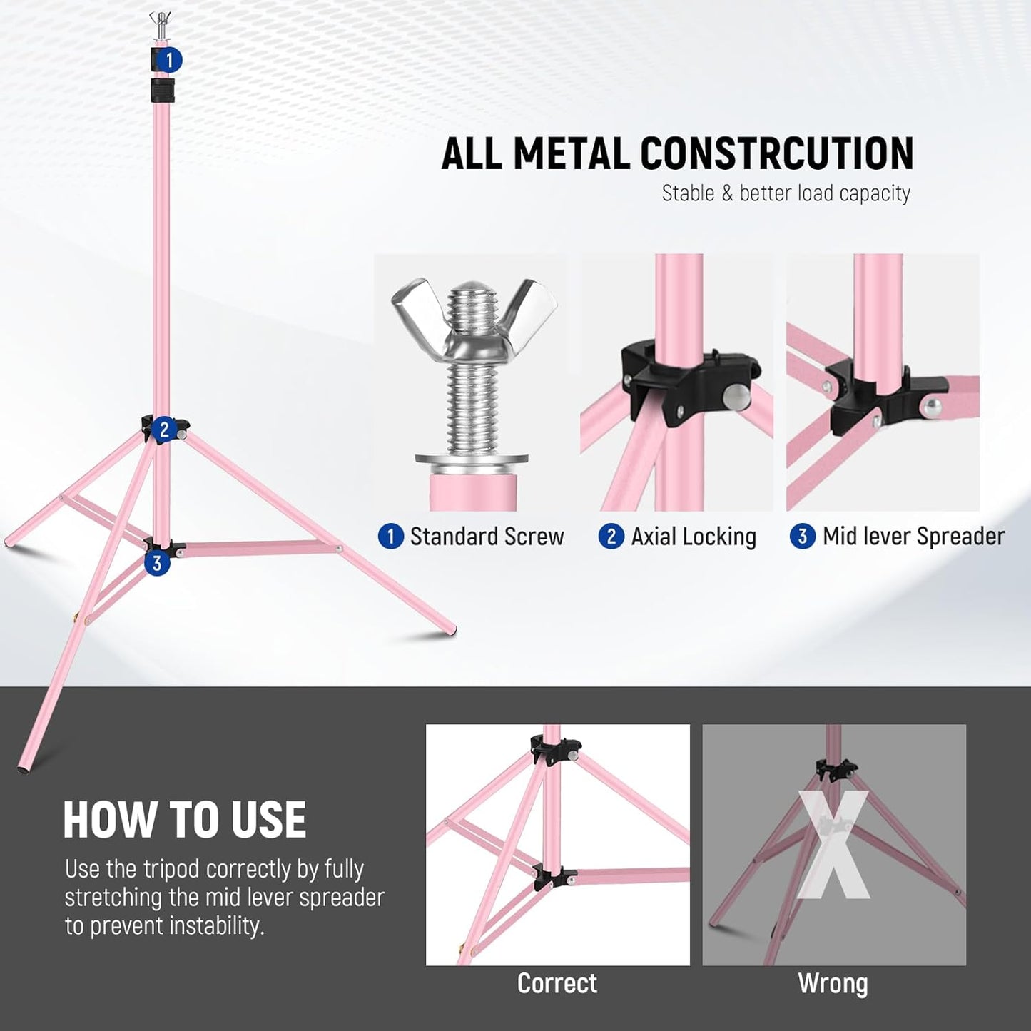 Neewer Photo Studio Backdrop Support System, 10ft/3m Wide 6.6ft/2m High Adjustable Background Stand with 4 Crossbars, 6 Backdrop Clamps, 2 Sandbags, and Bag for Portrait & Studio Photography-Pink