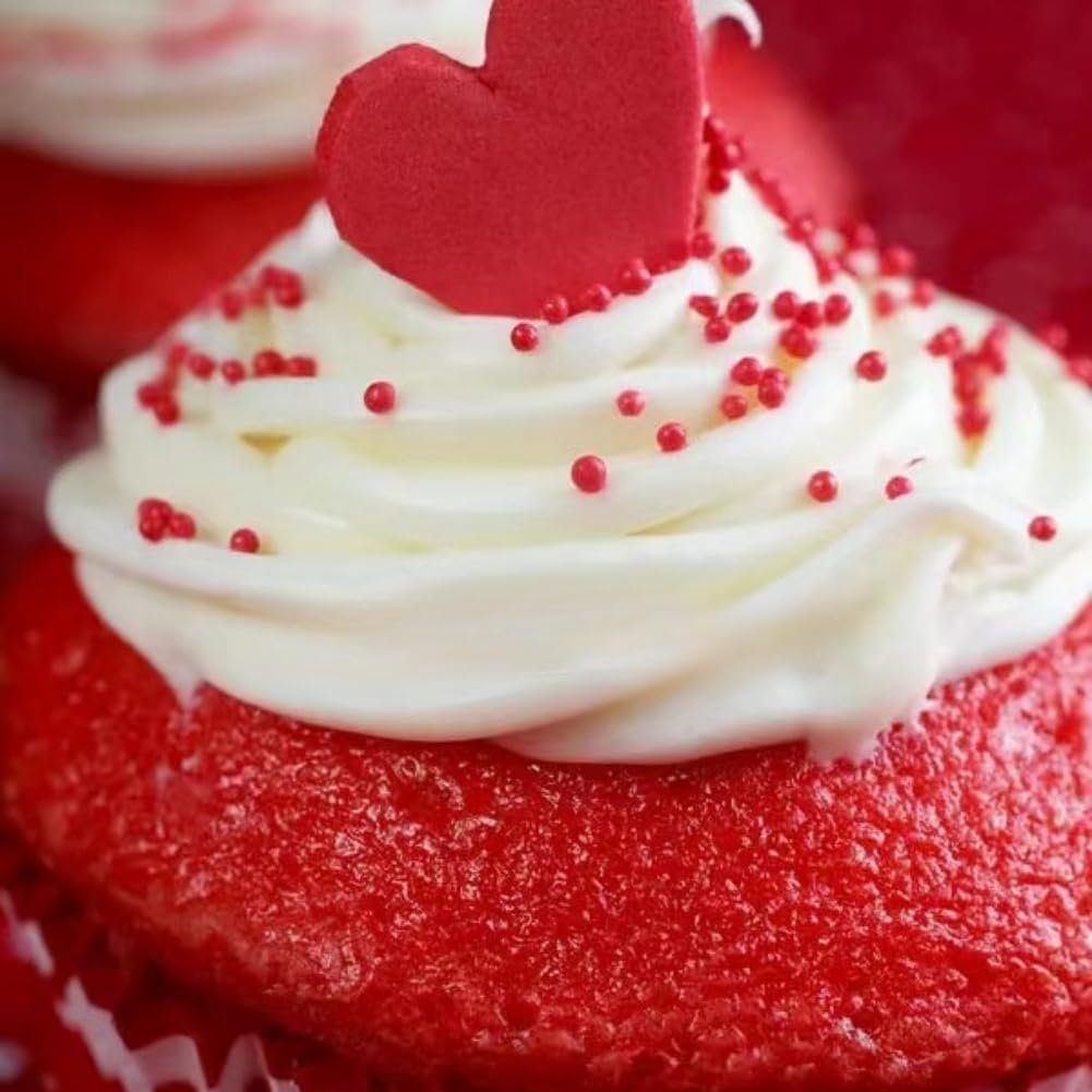 Edible Red Pearl Sugar Sprinkles Candy 2mm Mini Pearls Cake Decorations Cupcake Toppers Cookie Decorating Perfect for Wedding Party Valentine Halloween Christmas Supplies 3OZ