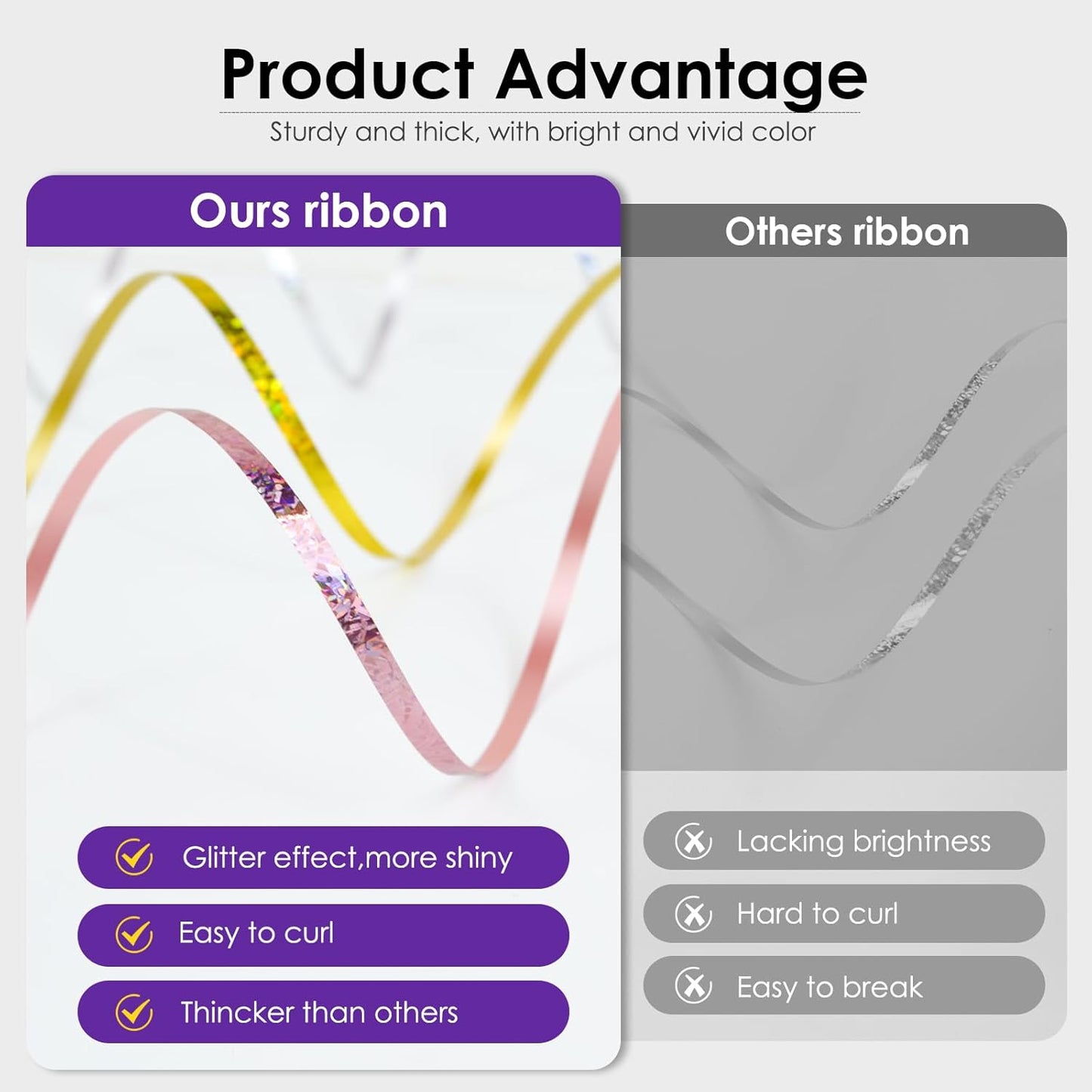 Dark Purple Curling Ribbon - 500 Yard Shiny Metallic Curly Gift Wrapping Ribbon for Florist Flowers