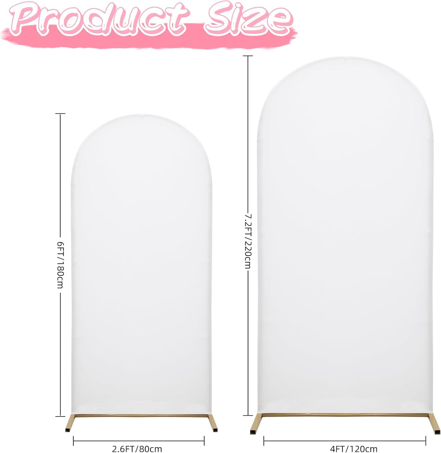 DREAHOTEXTIL Wedding Arch Frame Cover 7.2FT Arch Background Cover Spandex Fabric Elastic Background Suitable for Weddings, Birthday Parties, Baby Showers, banquets, and Ceremonial Decorations(White)