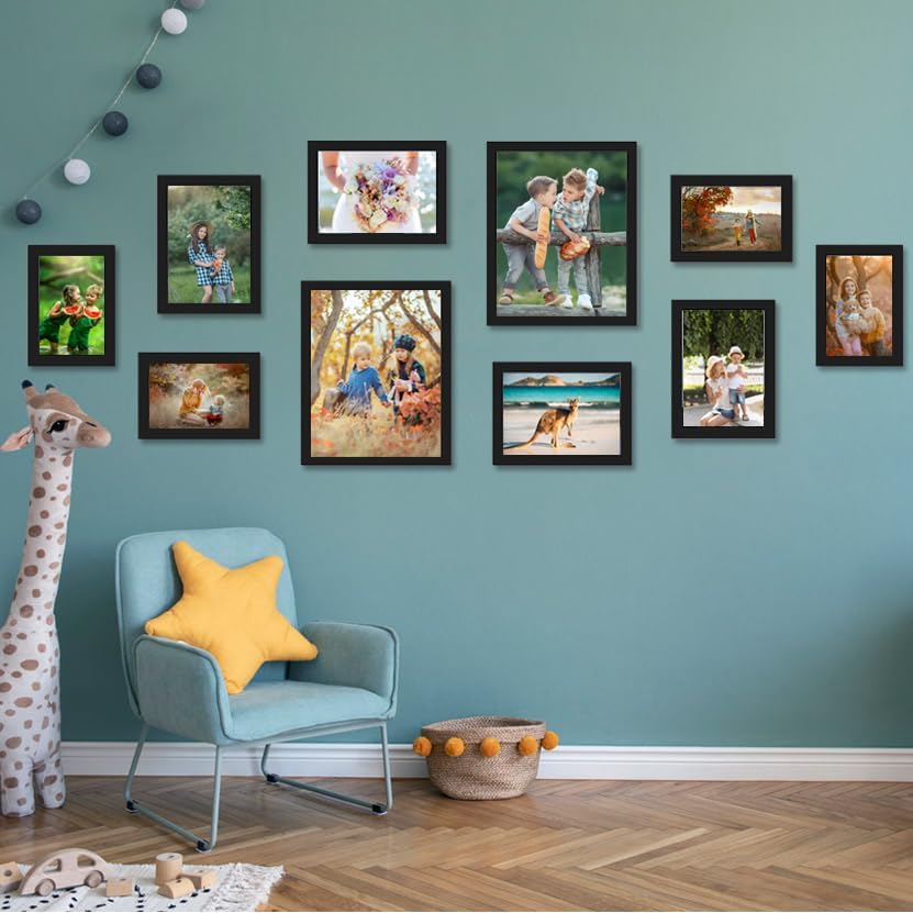 KTKDE A4 Picture Frame in Black -8.27x11.69 Poster Frames,Certificates Documents Frames with Shatter Resistant Glass -Modern Style Wood Composite Frame for Wall or Table top best gift