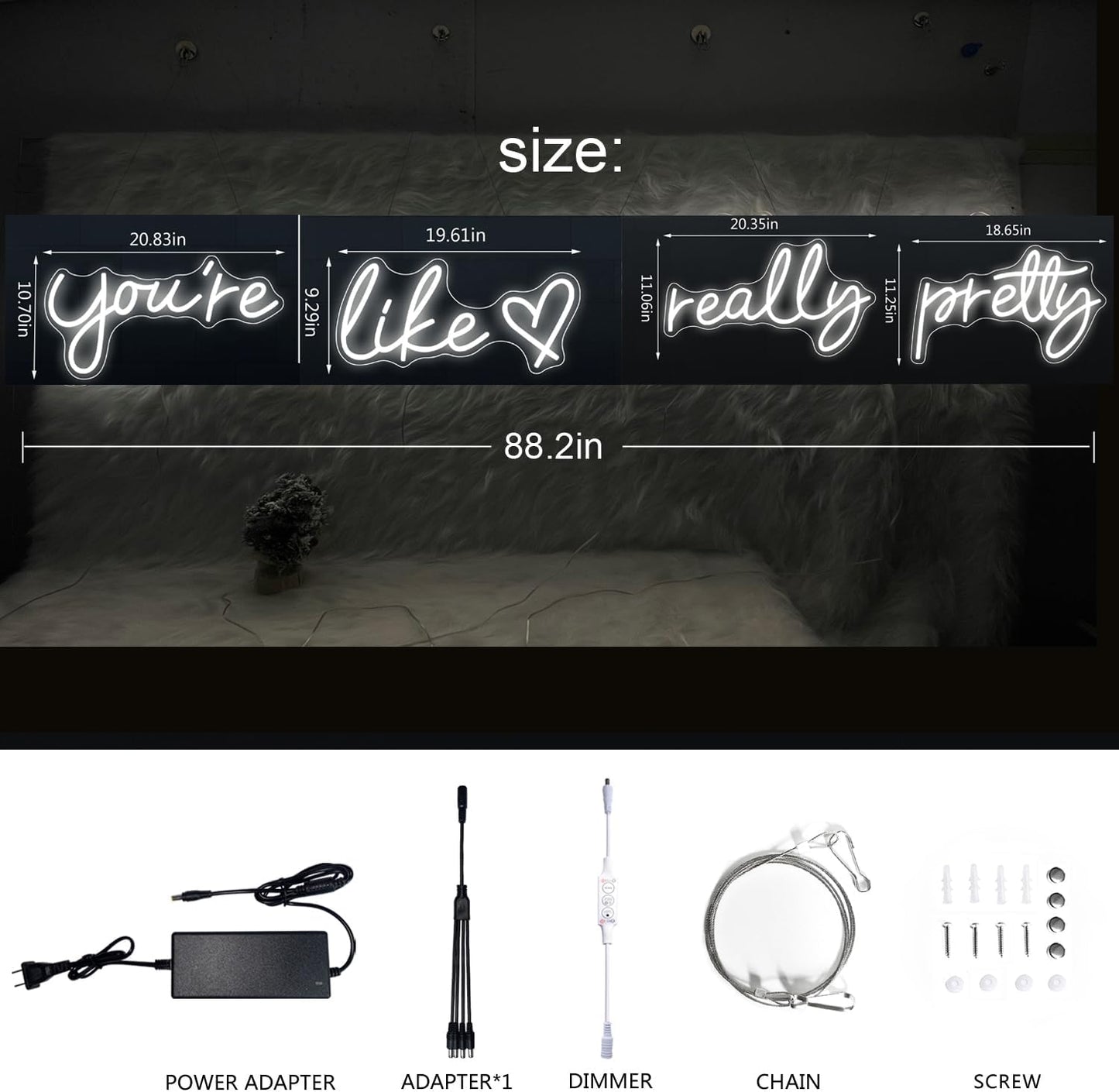 You're Like Really Pretty Neon Signs, Neon Light for Wall Decor,Light Up Sign for Wedding, Engagement,Neon Signs for Bedroom Decor