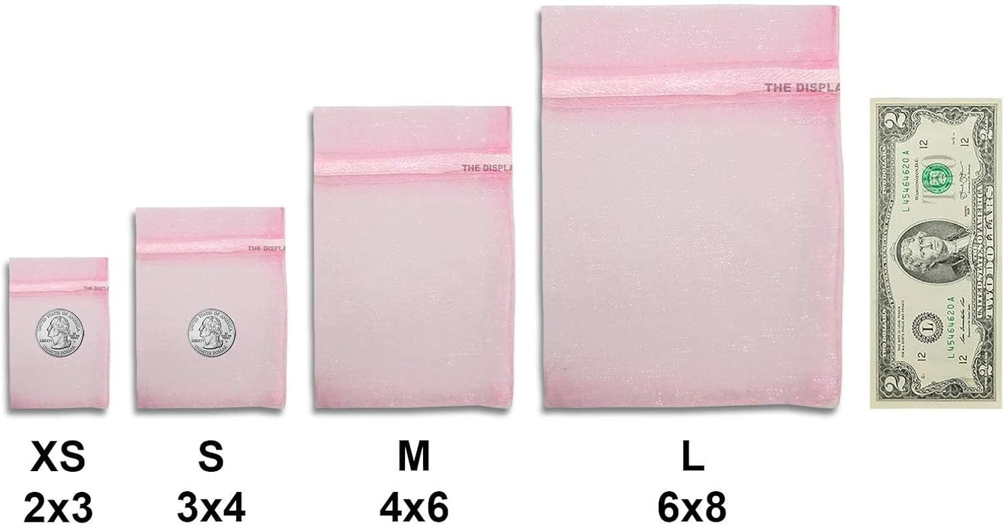 TheDisplayGuys 48-Pack 4x6 Pink Sheer Organza Gift Bags with Drawstring, Jewelry Candy Treat Wedding Party Favors Mesh Pouch