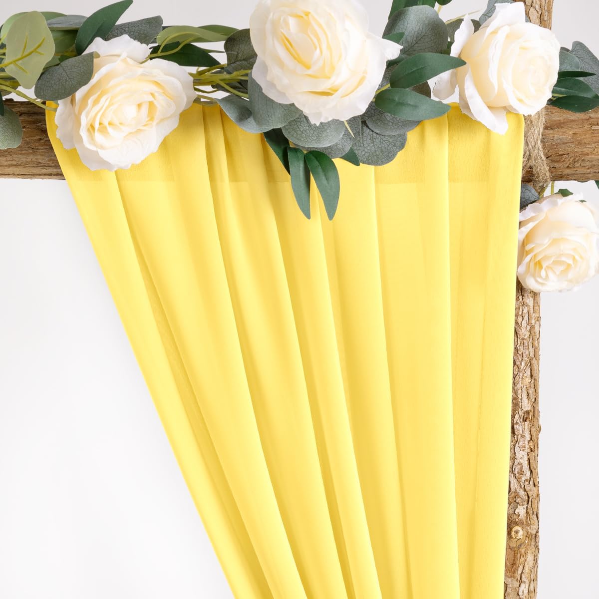 Socomi Wedding Arch Draping Fabric 1 Panel 29" x 19Ft Sheer Chiffon Curtain Drapes 6 Yards for Wedding Ceremony Birthday Party Decoration Yellow Gold