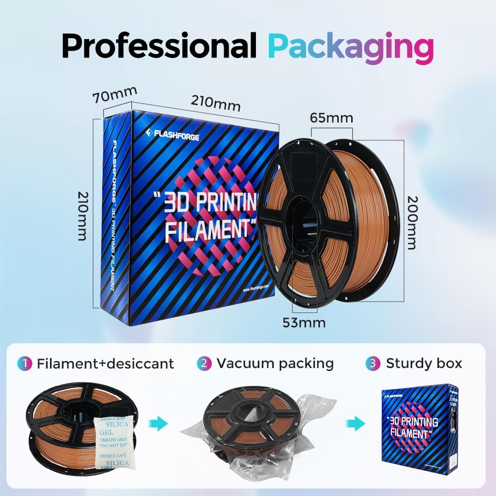 FLASHFORGE Rapid PLA Filament 1.75mm, High Flow Speedy 3D Printer Filament, Experience Exceptional Performance with 500mm/s High-Speed Printing, Neatly Wound & Top-Notch Filament (Light Brown)