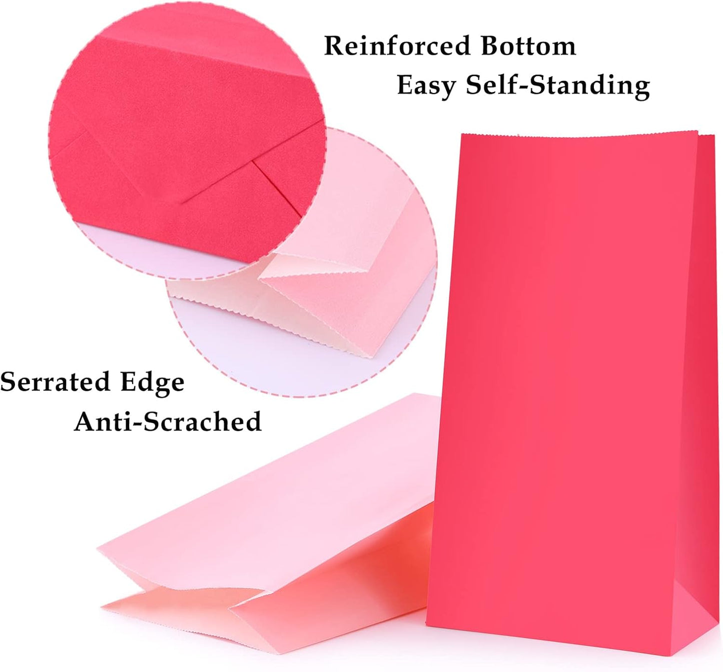 Oletx 30-Pack Pink Party Favor Paper Bags for Birthday,Treat,Goodie, Candy, Paper Lunch Bags, Babyshower,Valentine's Day,Mother's Day