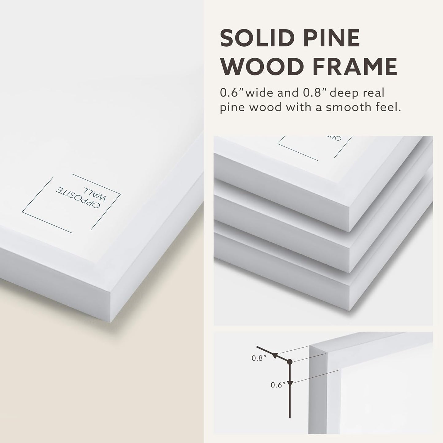 Opposite Wall - 18x24 in - White Solid Wood Picture Frame - Lightweight, Versatile & Shatterproof - Wall Hanging Poster or Photo Frame - Wall Decor for Office, Gallery & Home