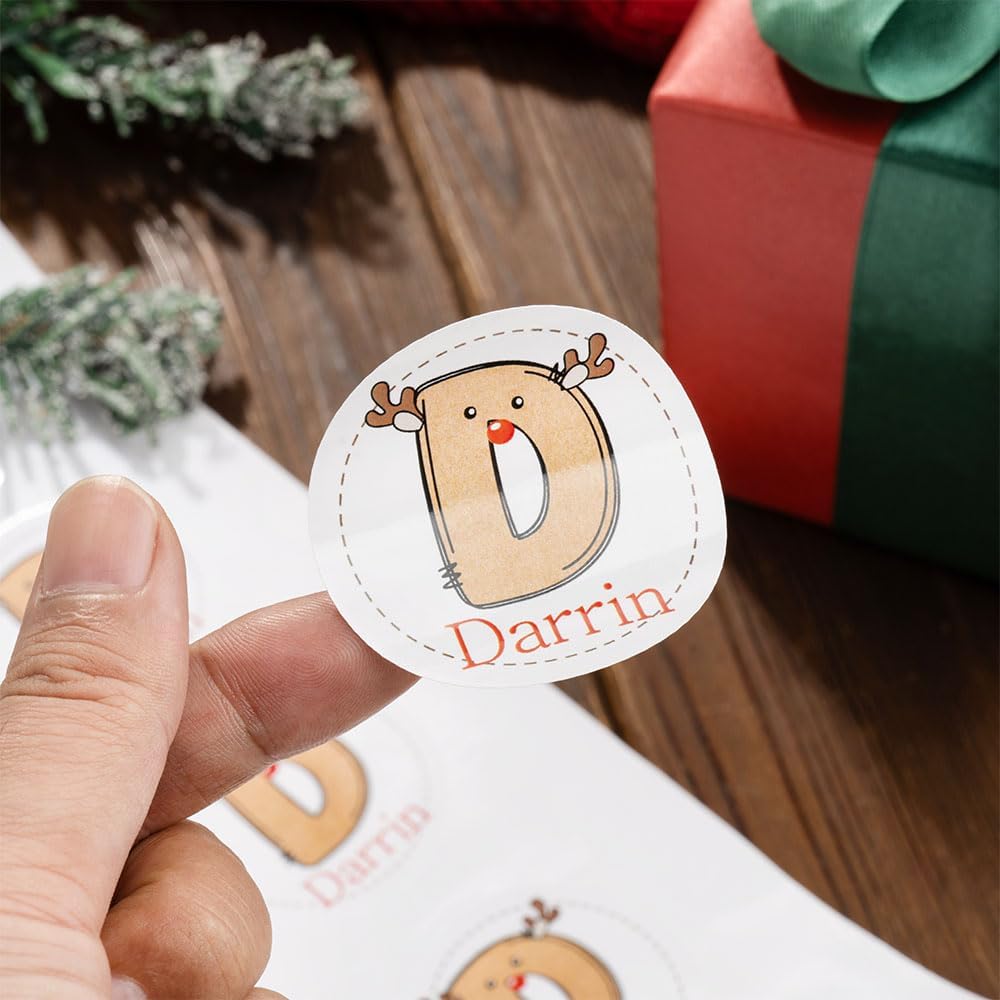 callie Personalized Santa Stickers with Initial Name, Custom Christmas Waterproof Cute Labels for Gift Box, Party Decorations, Envelopes, 30pcs