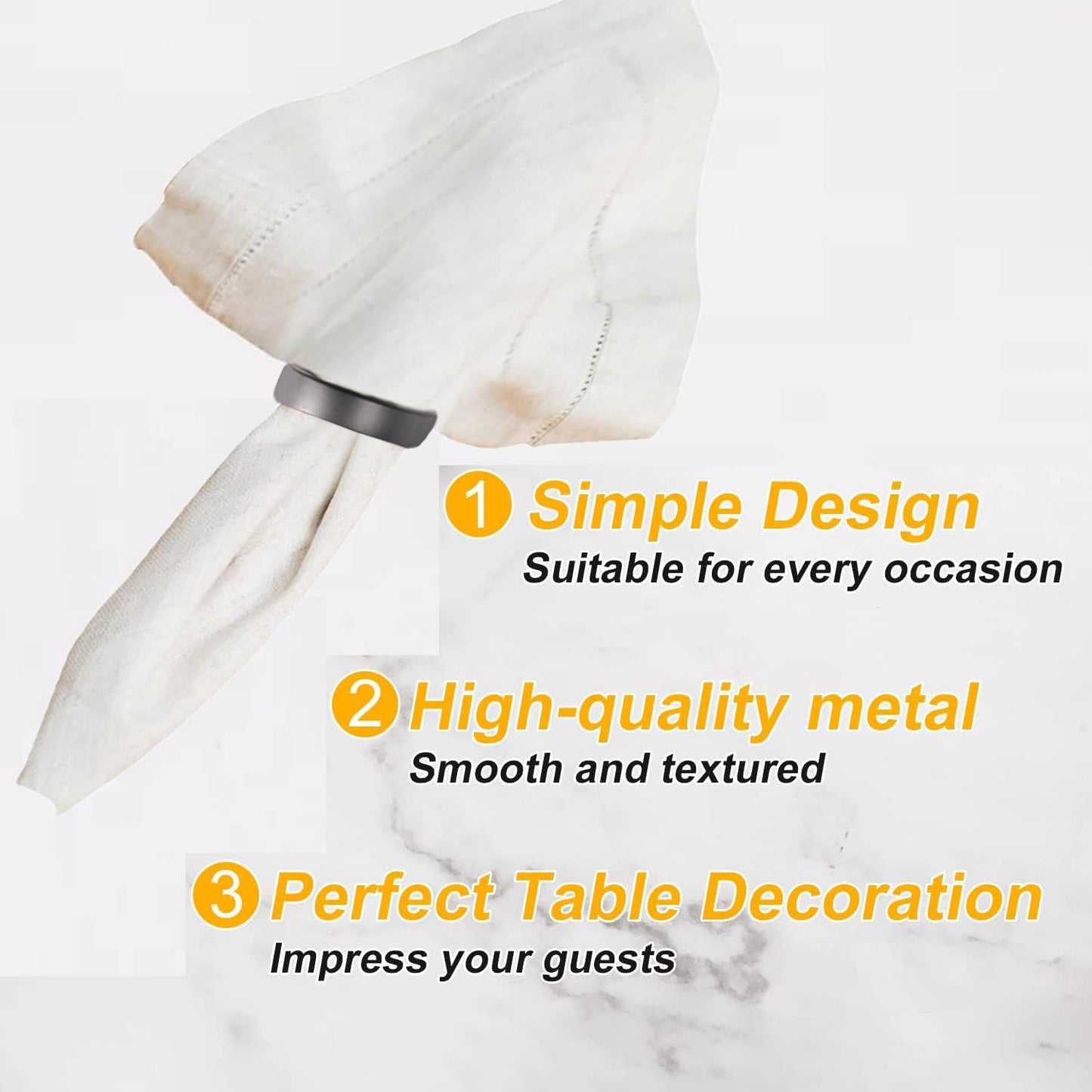 Black Napkin Rings-10 Pcs Stainless Steel Napkin Rings,Metal Napkin Ring for Table Settings Wedding Christmas Party Dinner Table