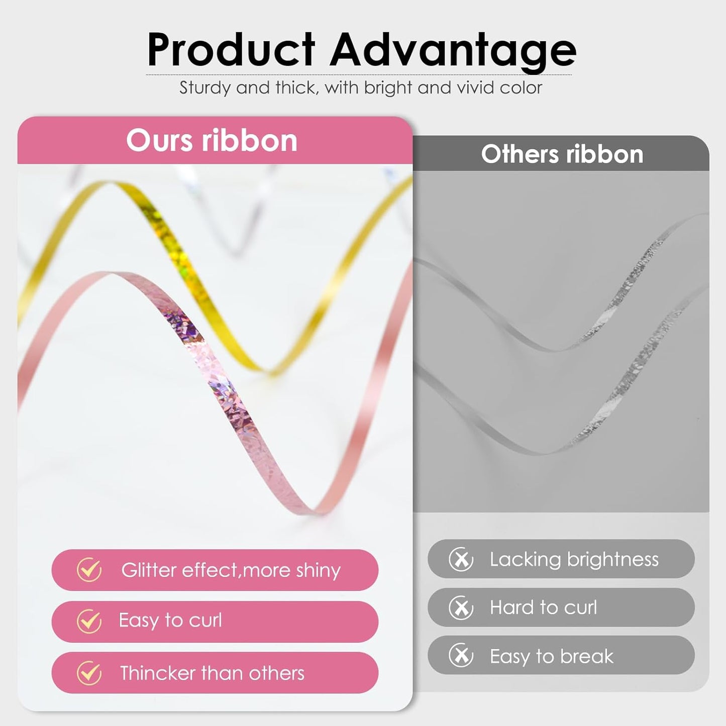 Pink Curling Ribbon - 500 Yard Shiny Metallic Curly Gift Ribbon for Wrapping & Floristry