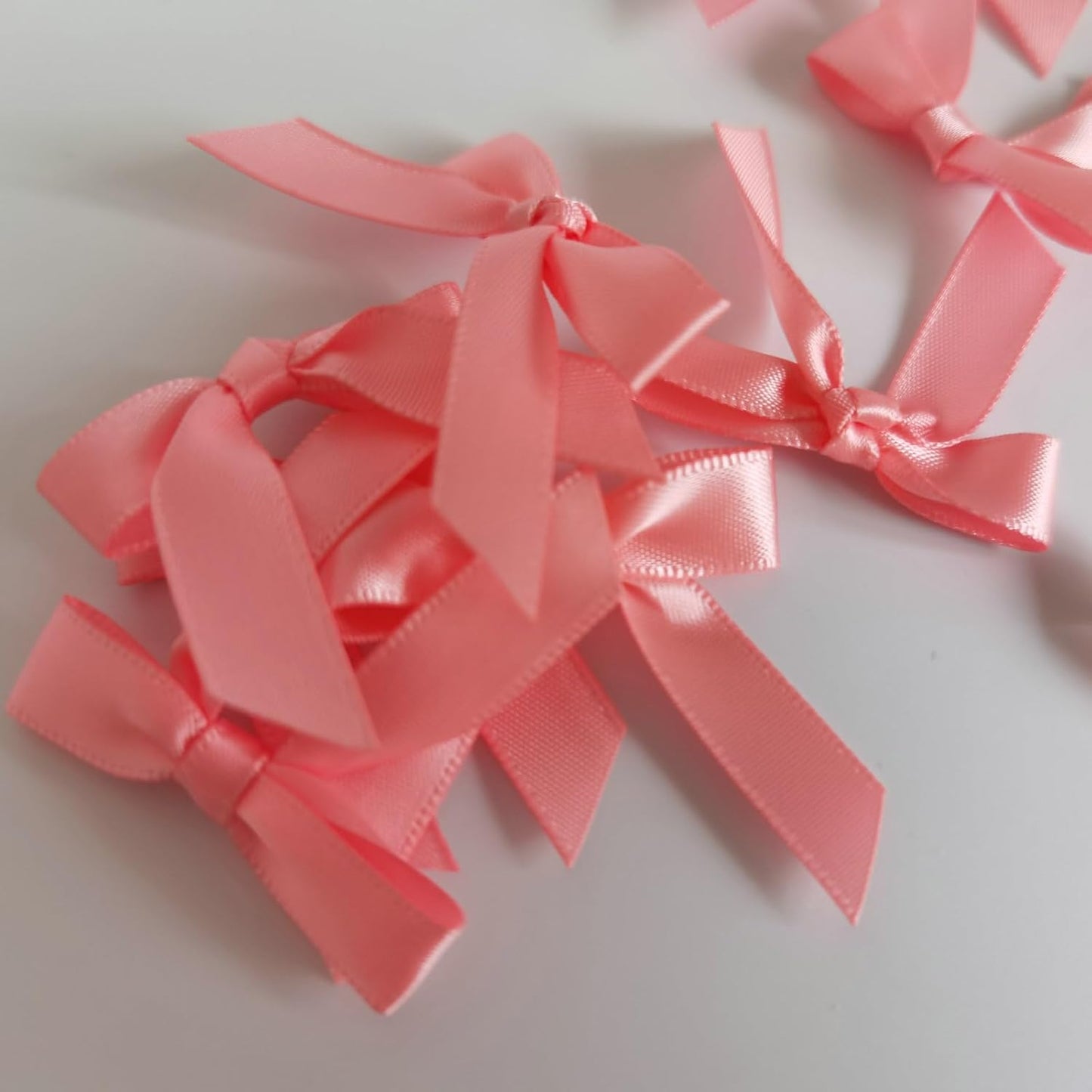 50pcs 1-1/2" Mini Light Pink Satin Ribbon Bows Without Twist Ties for Crafts Gift Wrapping Packing Mothers Day Decoration (Lt.Pink)