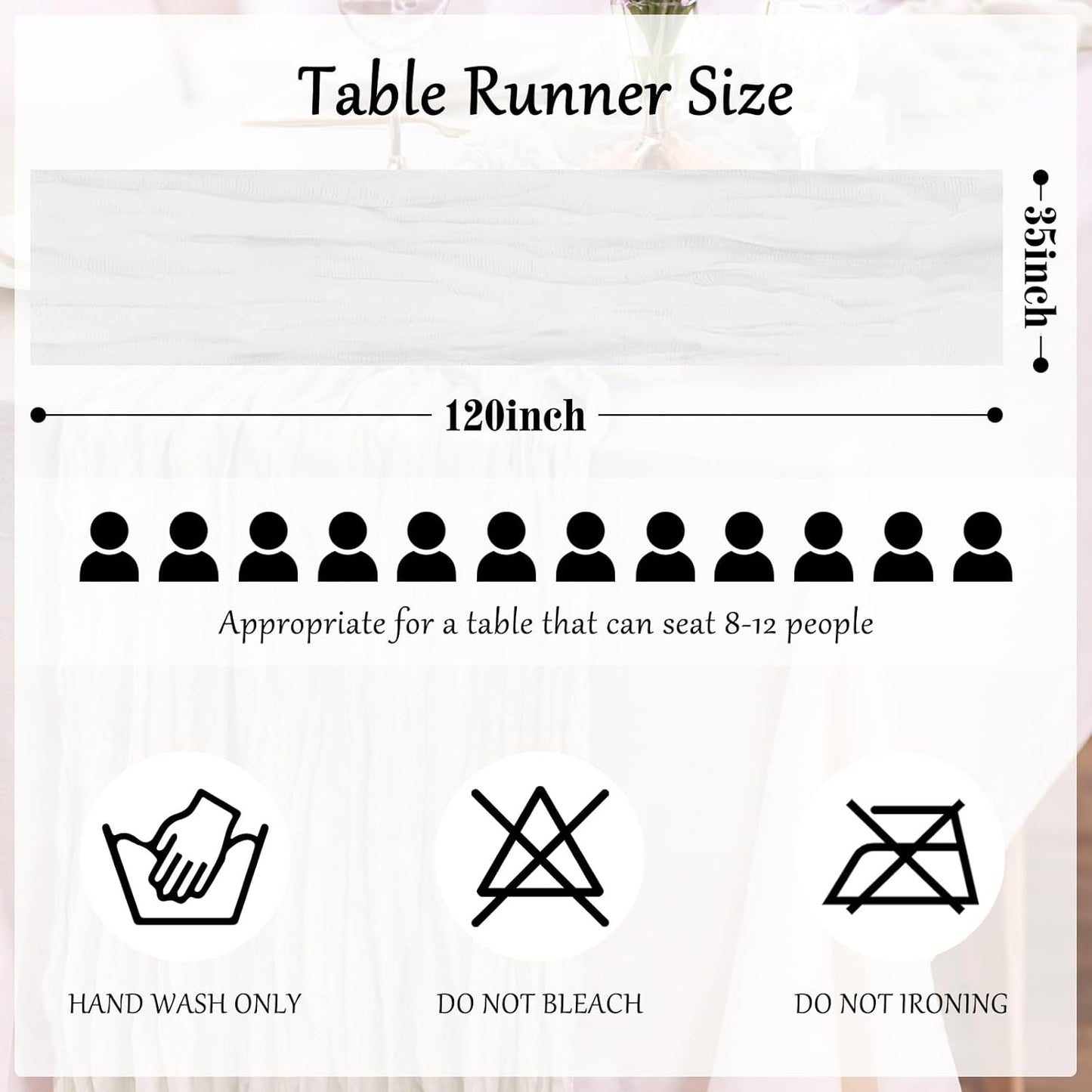 Cheesecloth Table Runner 10FT (35x120 Inch) - 10 Pack White Boho Gauze Fabric Cheese Cloth Table Runner Rustic Sheer Table Runners Cheesecloth for Wedding, Bridal Shower, Birthday Party Decor