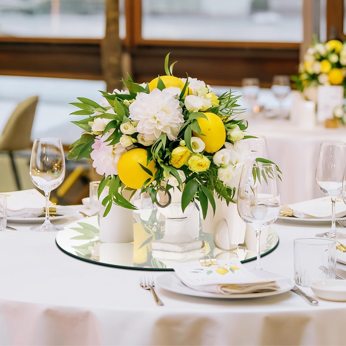 9PCS 8inch Round Mirror Centerpieces for Tables, Acrylic Circle Mirror Centerpieces for Table Candle Plate Circle Mirror Trays for Wedding Centerpieces Baby Shower Party Decorations