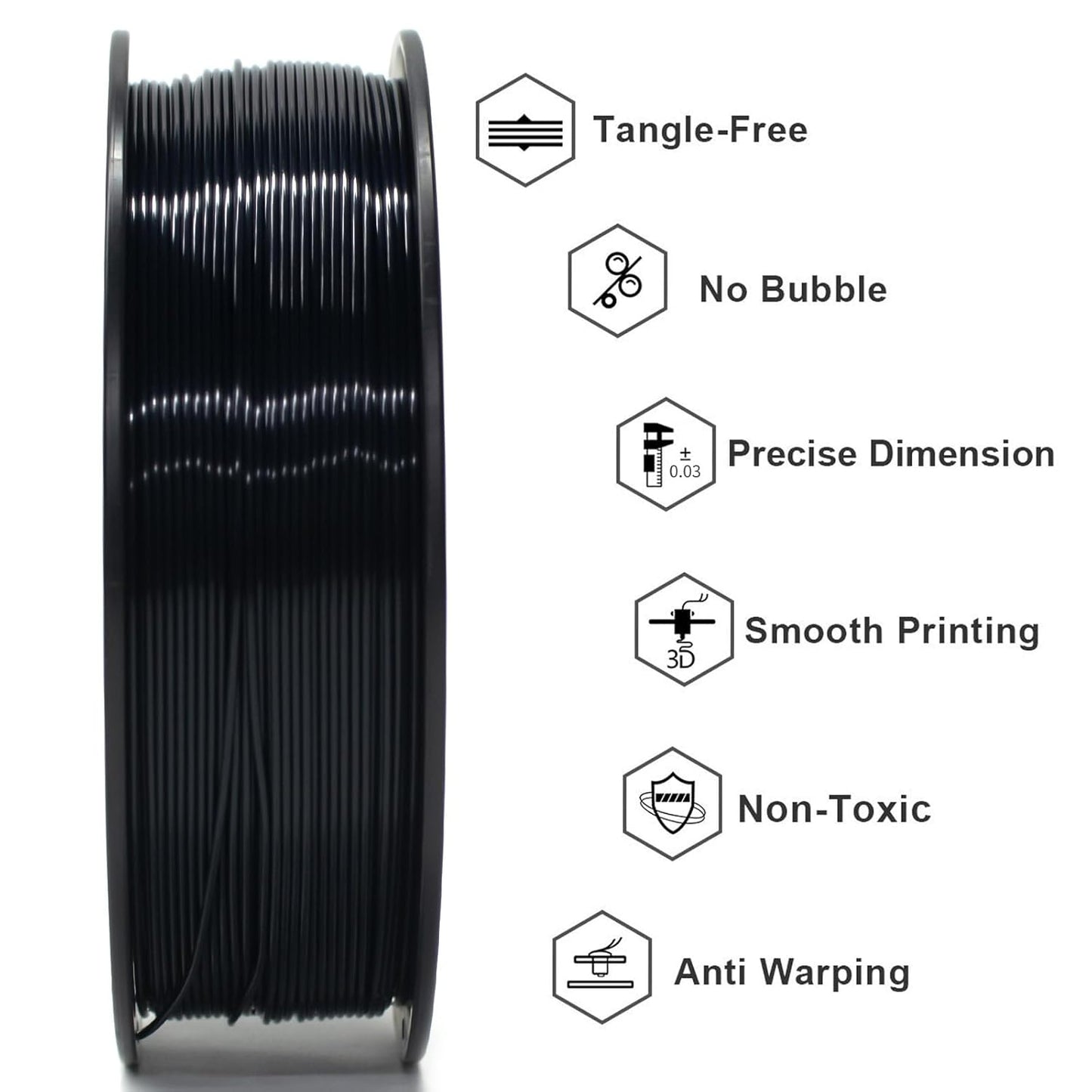 Geeetech Silk PLA Filament 1.75mm for 3D Printer, Metal-Like Shiny 3D Filament 1kg (2.2lbs) 1 Spool, Dimensional Accuracy +/- 0.02 mm, Silk Black