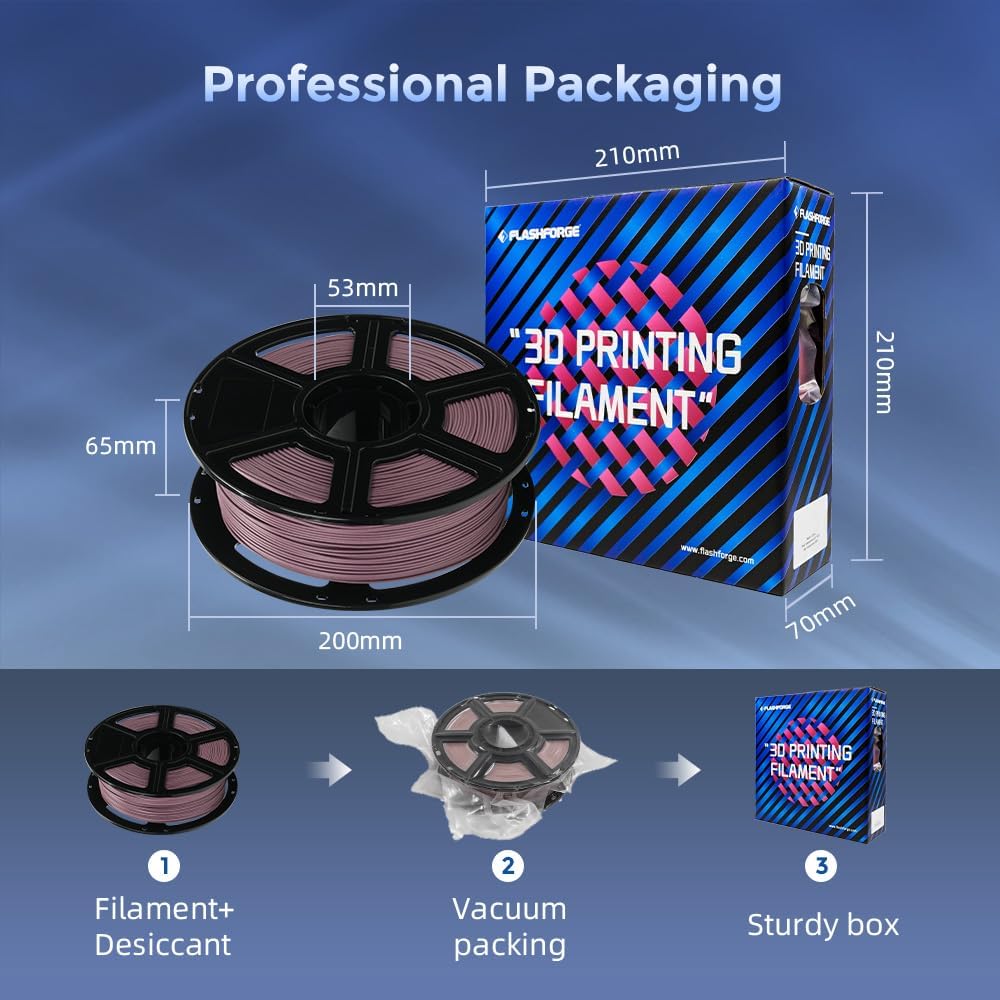 FLASHFORGE Carbon Fiber PLA Filament 1.75mm, Carbon Fiber Reinforced PLA 3D Printer Filament, 1KG Spool Dimensional Accuracy +/- 0.02mm, High Strength & High Abrasion-Resistance (Dusty Pink)