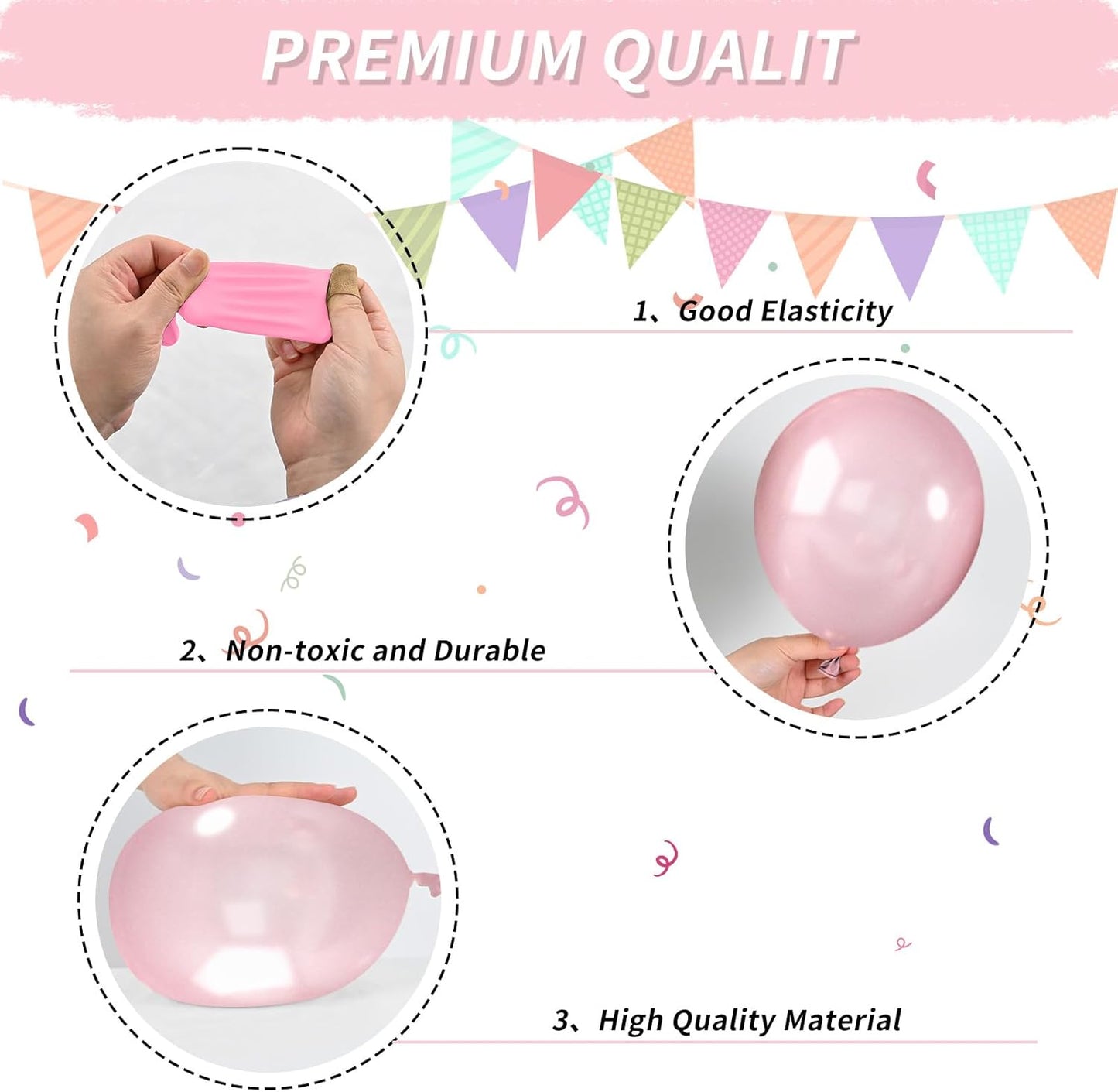 Dusty Pink Blush Balloons, Retro Boho Pink Balloons Cream White Balloon Pearl Light Rose and Metallic Rose Gold Confetti Balloon for Girls Baby Shower Woman Birthday Wedding Party Decorations