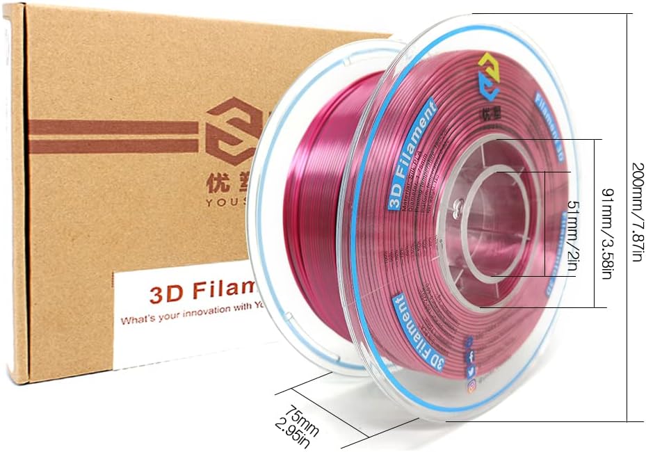 YOUSU Silk PLA Filament 1.75mm 3D Printer Filament Coextrusion Filament Dual Color, Compatible with Most of 3D Printer, Silk Purple Green Color Change PLA,1kg(2.2lbs).