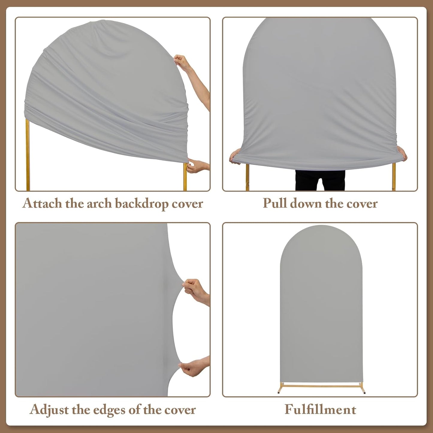 Metal Arch Backdrop Stand and Cover Set, 8FT, 6.6FT Party Backdrop, Easy to Assemble, Backdrop Stand for Parties, Birthday, Baby Shower