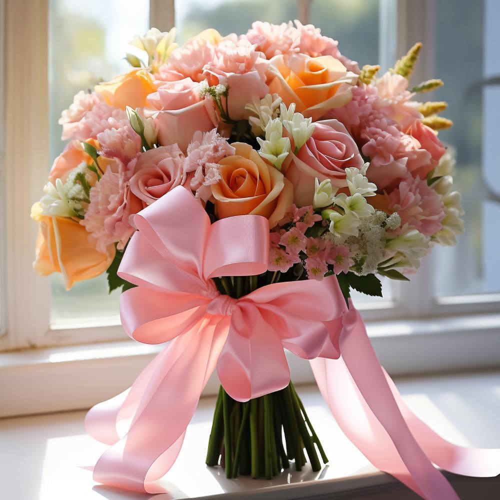 3 Inch 25 Yard Wide Satin Ribbon Pink, Solid Fabric Large Ribbon Roll for Cutting Ceremony Wedding Opening Party Decoration, Chairs, Sewing, Festival Pageant Sashes