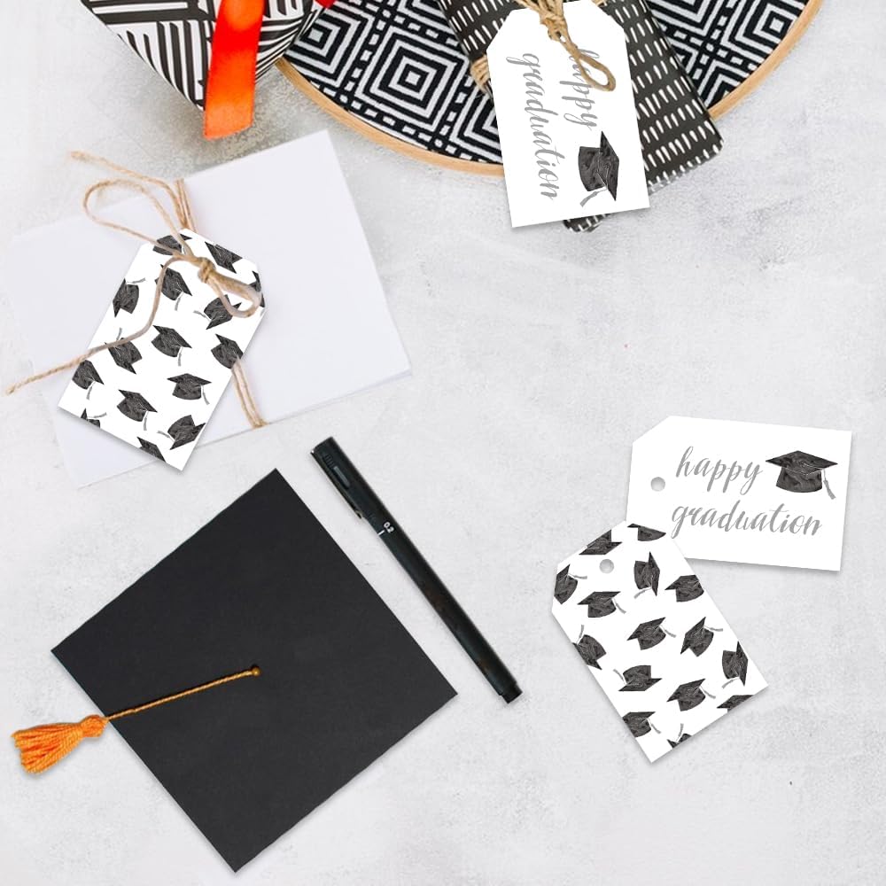 50 Pcs Graduation Gift Tags, Congrats Grad Party Favors Gift Tags for High School or Happy College Graduation Party Decoration Supplies (Gray, 2.2 * 3.5)
