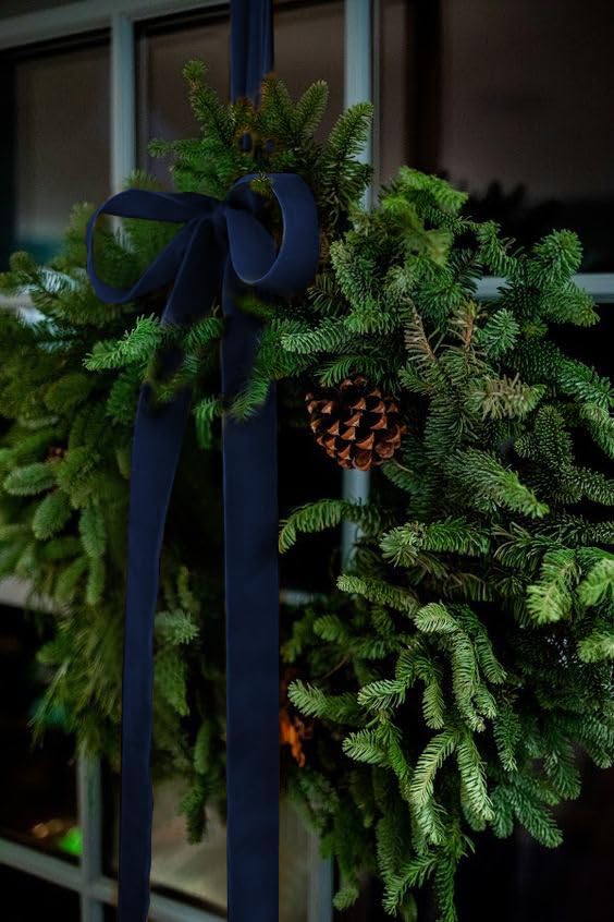 Navy Blue Velvet Ribbon 1.5'' 25 Yards for Christmas Tree, Gift Wrapping, Flower Bouquet, Wreath Decorations, Bow Making