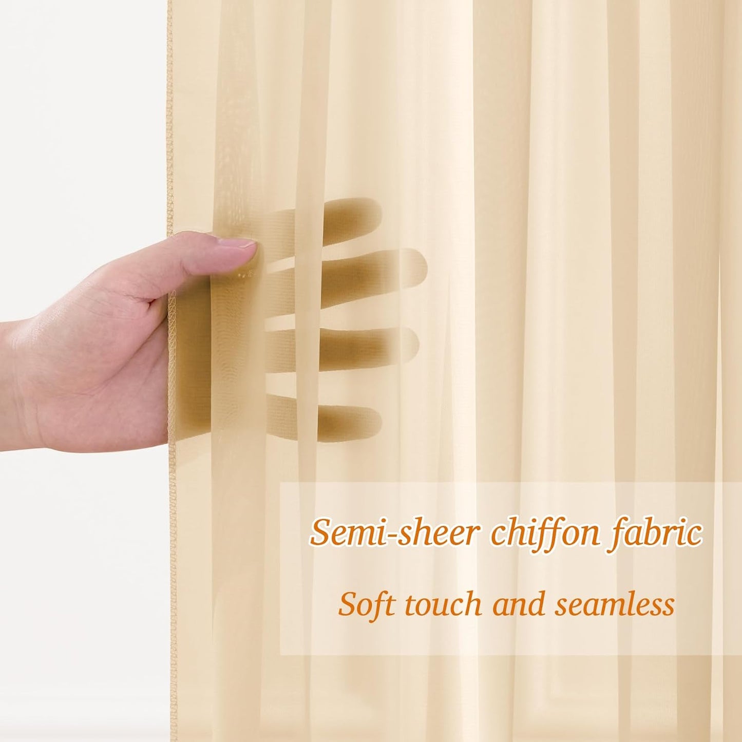 10x10ft Champagne Backdrop Curtain with Lights for Wedding Parties, Chiffon Curtains Backdrop with Lights for Baby Shower Bridal Shower Birthday Party Ceremony Reception