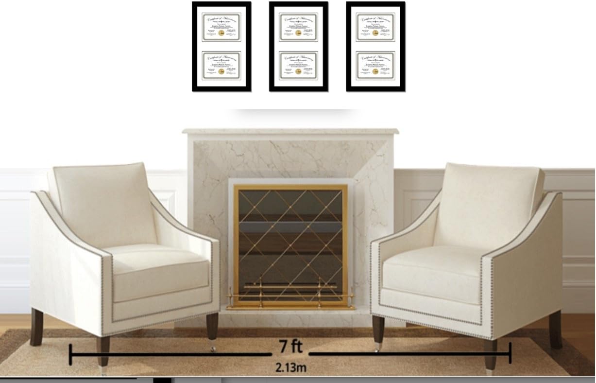 Creative Picture Frames 14X24Bk-W Black Vertical Double Diploma Frame With 2 Opening White Mat, Holds 2-10X12-Inch Documents With Wall Hanger