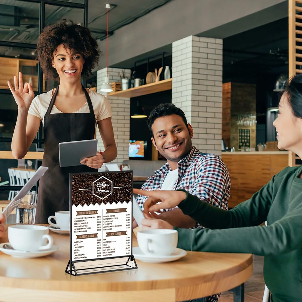 12PCS Acrylic Black Sign Holders, Wedding Table Sign Double Sided Holder, Acrylic Black Frame Sign Holders Display Stand for Wedding Table Numbers, Restaurant Sign, Menu, Photo (4" x 6")