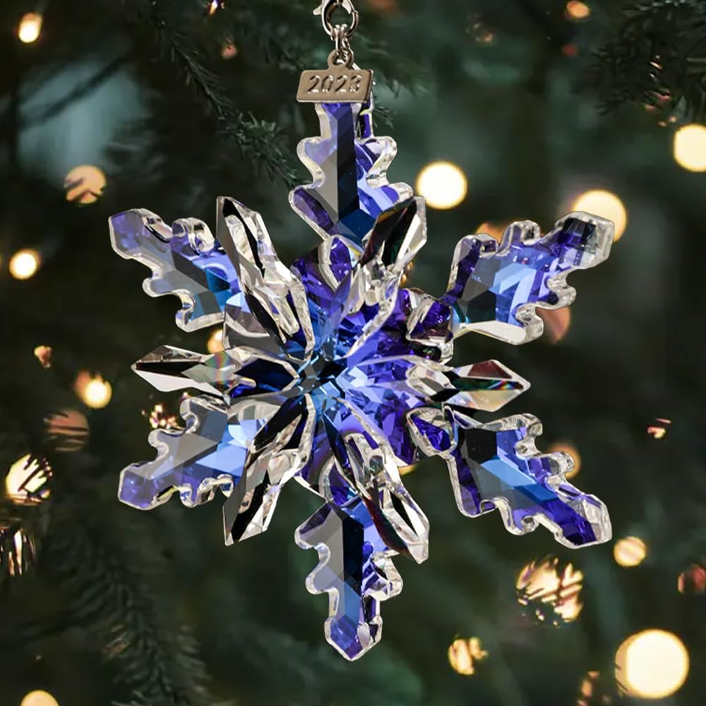 2024 Christmas Ornament Crystal Snowflake Ornaments Annual Edition Christmas Tree Ornament Home Gifts (2024-Colorful)