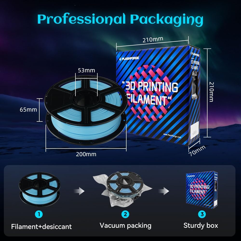 FLASHFORGE Glow in The Dark Rapid PLA Filament 1.75mm, High Flow Speedy 3D Printer Filament Luminous Blue, Max 500mm/s High-Speed Printing, High Brightness and Long-Lasting Glowing Effect