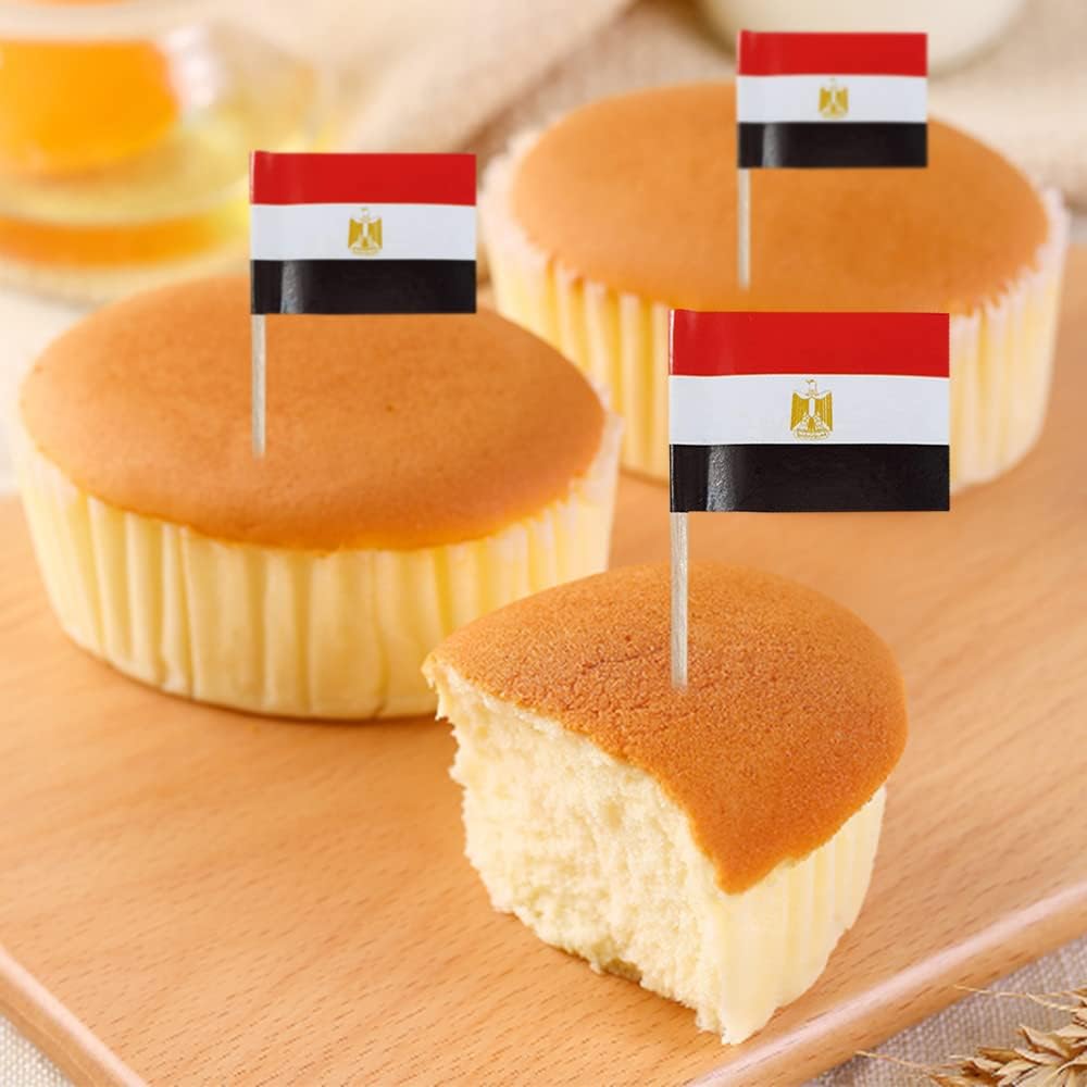 Egypt Flag Egyptian Flag, Small Mini Egypt Toothpick Flags for Food, Cupcakes, Cocktails, Appetizers, Bar Party Decorations
