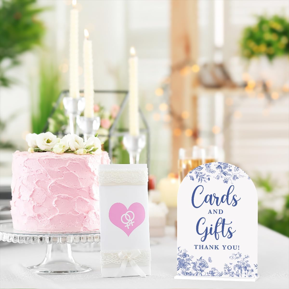 Acrylic Wedding Signs, Dusty Blue Wedding Decor, Blue Weddings Decor, Cards and Gifts Signs for Reception, Modern Calligraphy Arch Acrylic Table Top Sign for Weddings Parties Dinners (White)